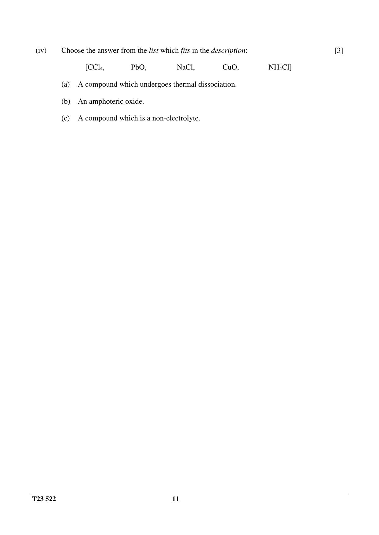 ICSE Class 10 CHEMISTRY (SCIENCE PAPER 2) 2023 Question Paper - Page 11