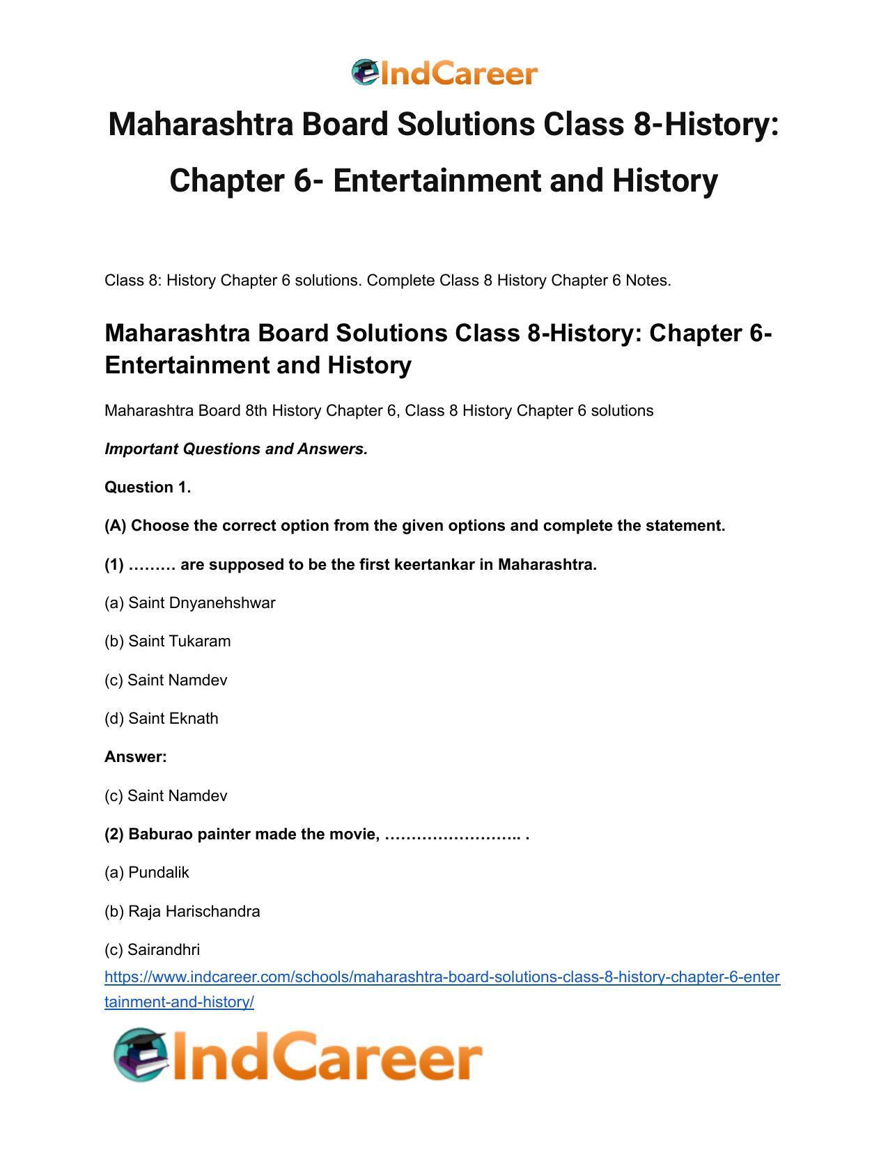 Maharashtra Board Solutions Class 8-History: Chapter 6- Entertainment and History - Page 2