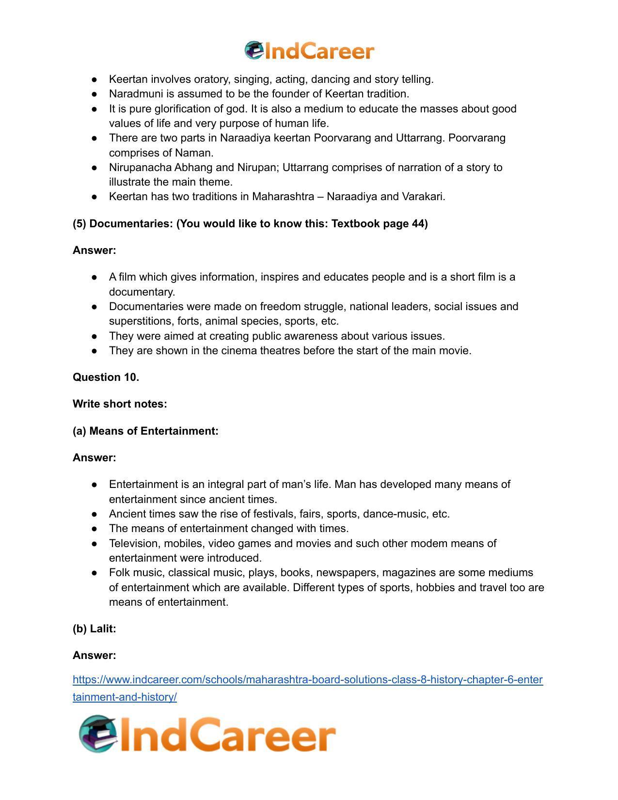 Maharashtra Board Solutions Class 8-History: Chapter 6- Entertainment and History - Page 20