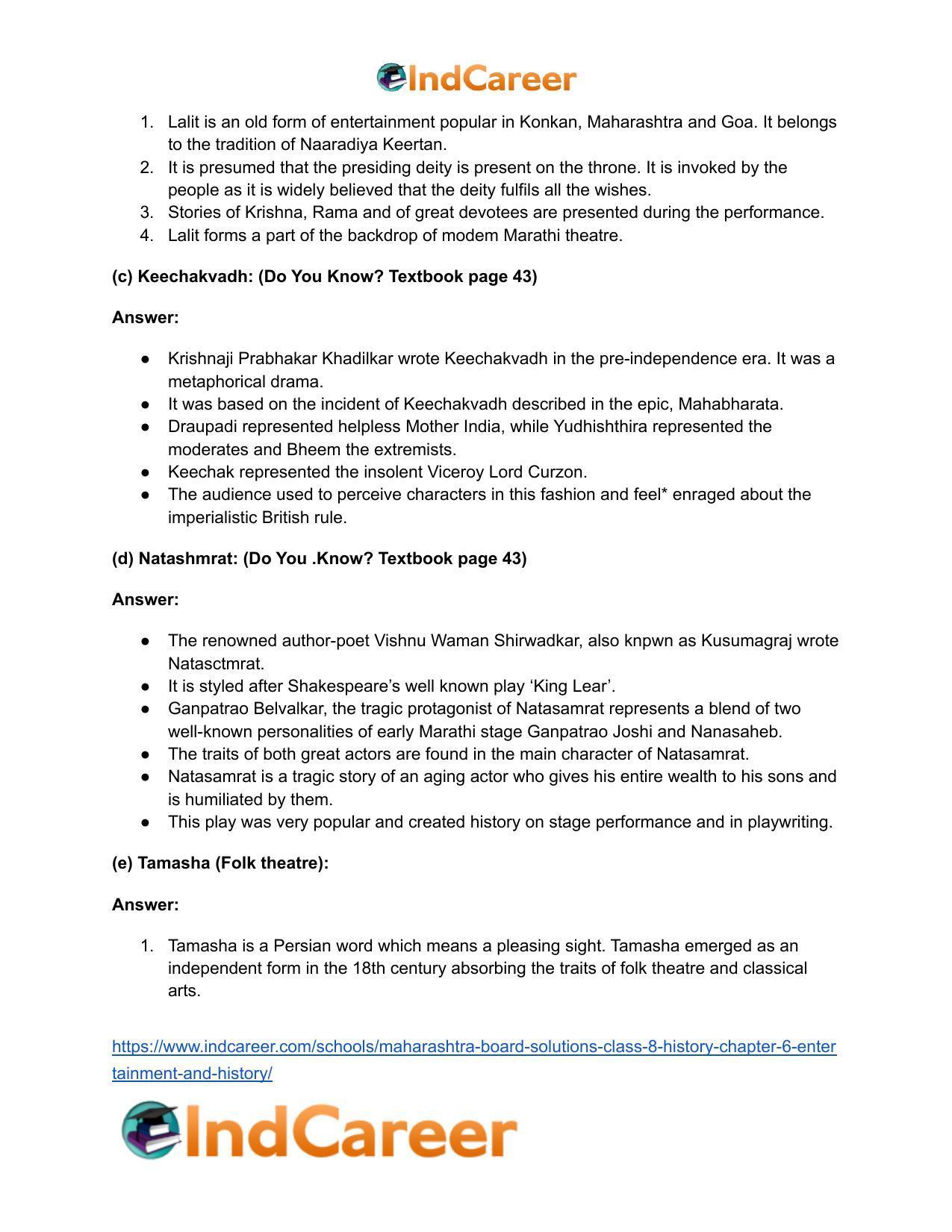 Maharashtra Board Solutions Class 8-History: Chapter 6- Entertainment and History - Page 21