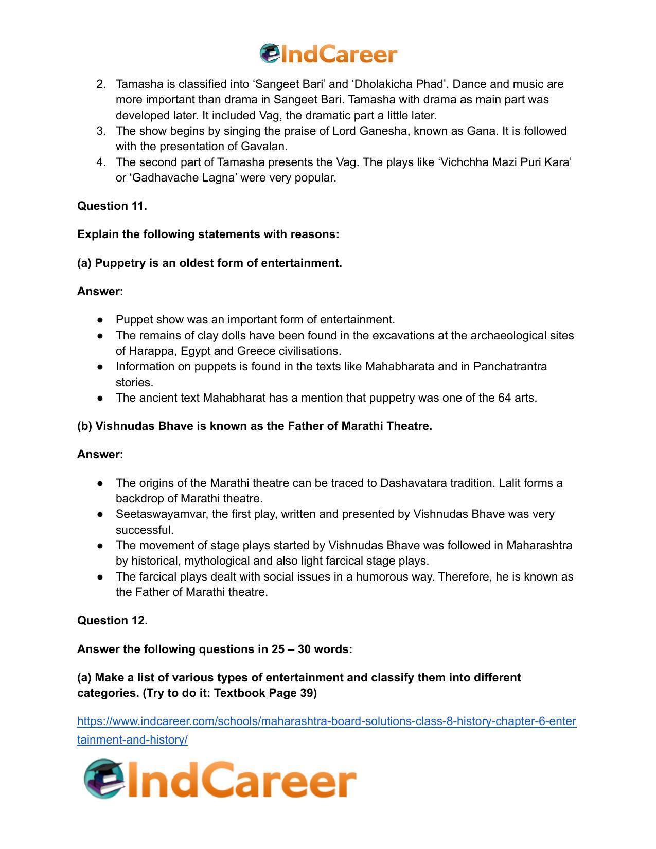 Maharashtra Board Solutions Class 8-History: Chapter 6- Entertainment and History - Page 22