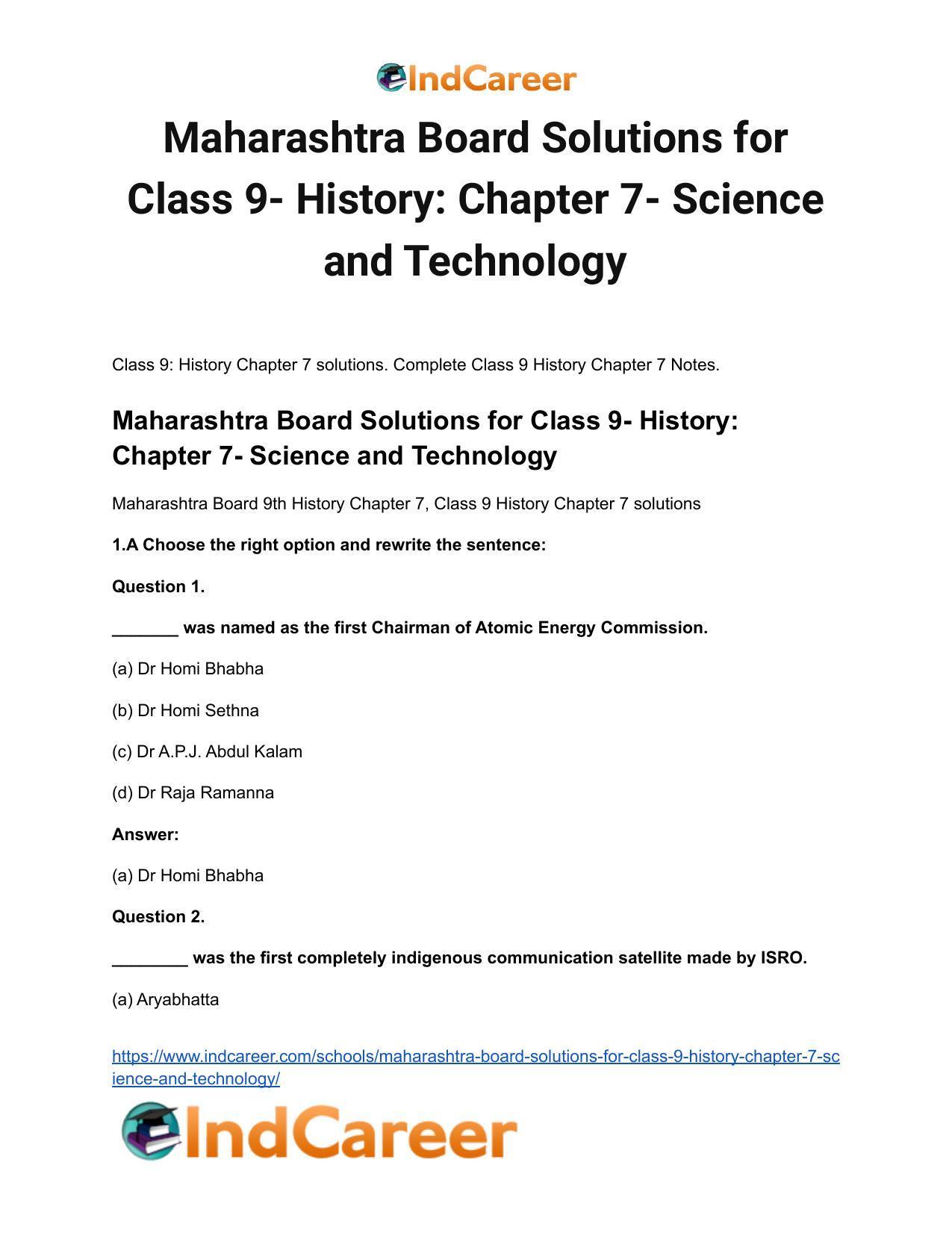 Maharashtra Board Solutions for Class 9- History: Chapter 7- Science and Technology - Page 2