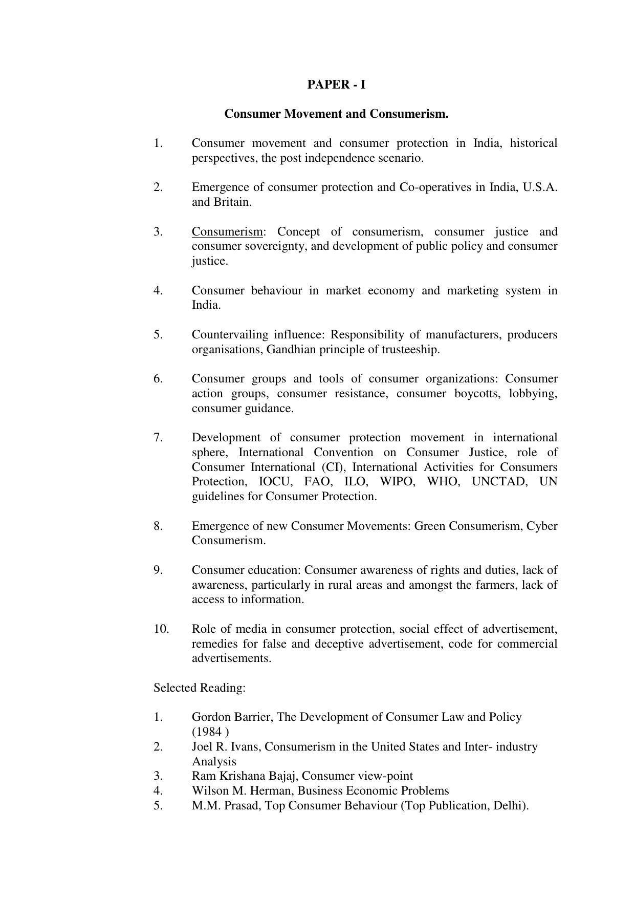 RTMNU Post Graduate Teaching Department of Law of POST GRADUATE DIPLOMA IN COSUMER LAW (PGDCL) (POST GRADUATE DIPLOMA IN LAWS) Syllabus. - Page 2