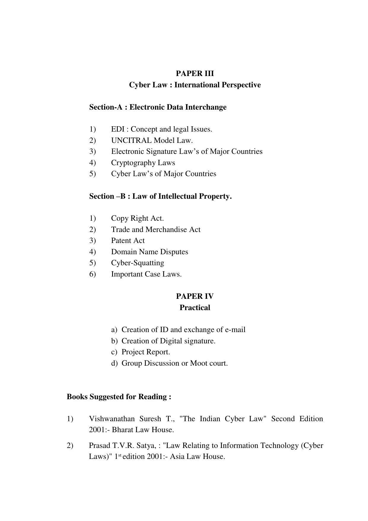 RTMNU Post Graduate Teaching Department of Law of POST GRADUATE DIPLOMA IN COSUMER LAW (PGDCL) (POST GRADUATE DIPLOMA IN LAWS) Syllabus. - Page 24