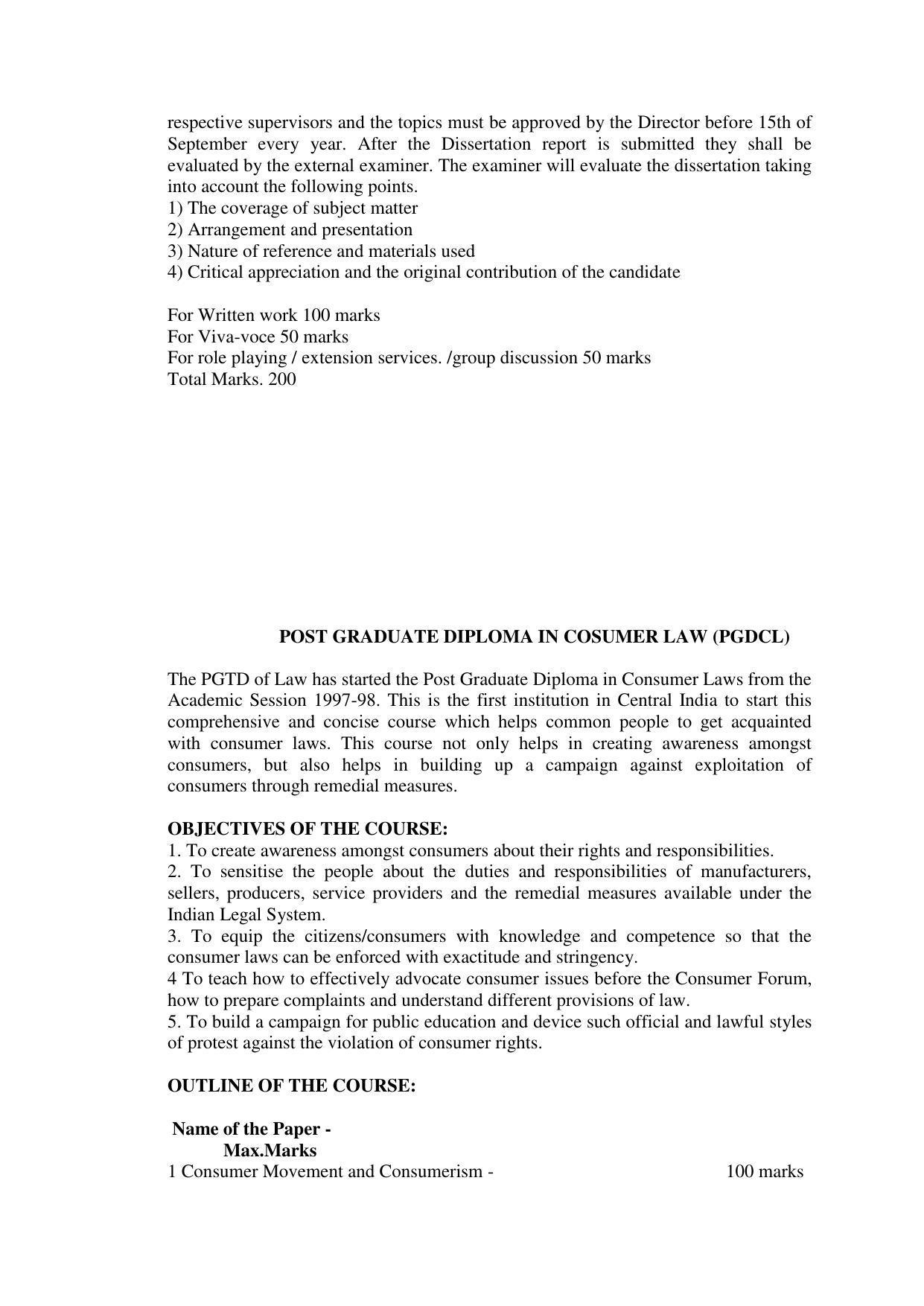 RTMNU Post Graduate Teaching Department of Law of POST GRADUATE DIPLOMA IN COSUMER LAW (PGDCL) (POST GRADUATE DIPLOMA IN LAWS) Syllabus. - Page 65