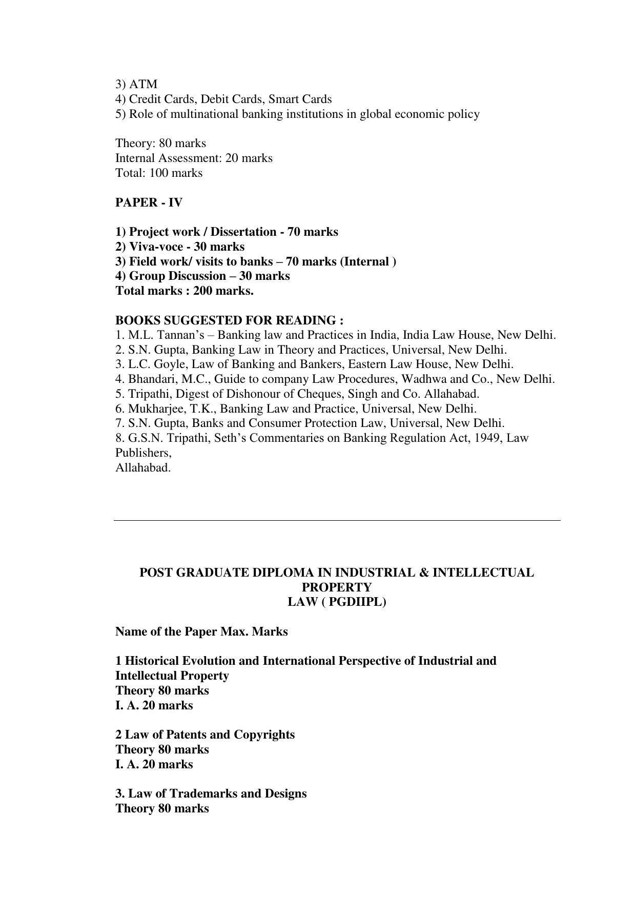 RTMNU Post Graduate Teaching Department of Law of POST GRADUATE DIPLOMA IN COSUMER LAW (PGDCL) (POST GRADUATE DIPLOMA IN LAWS) Syllabus. - Page 78