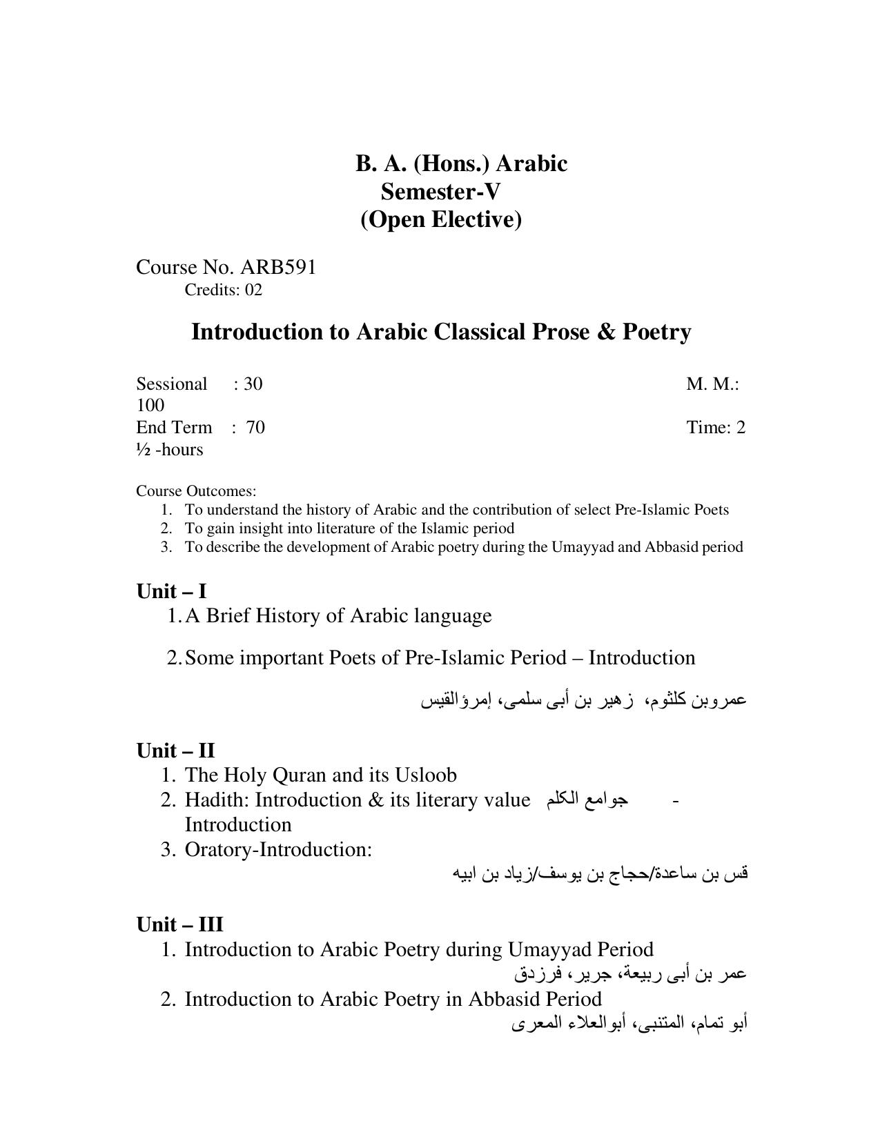 AMU Entrance Exam: AMU Entrance Exam: M.A. Arabic Syllabus - Page 47