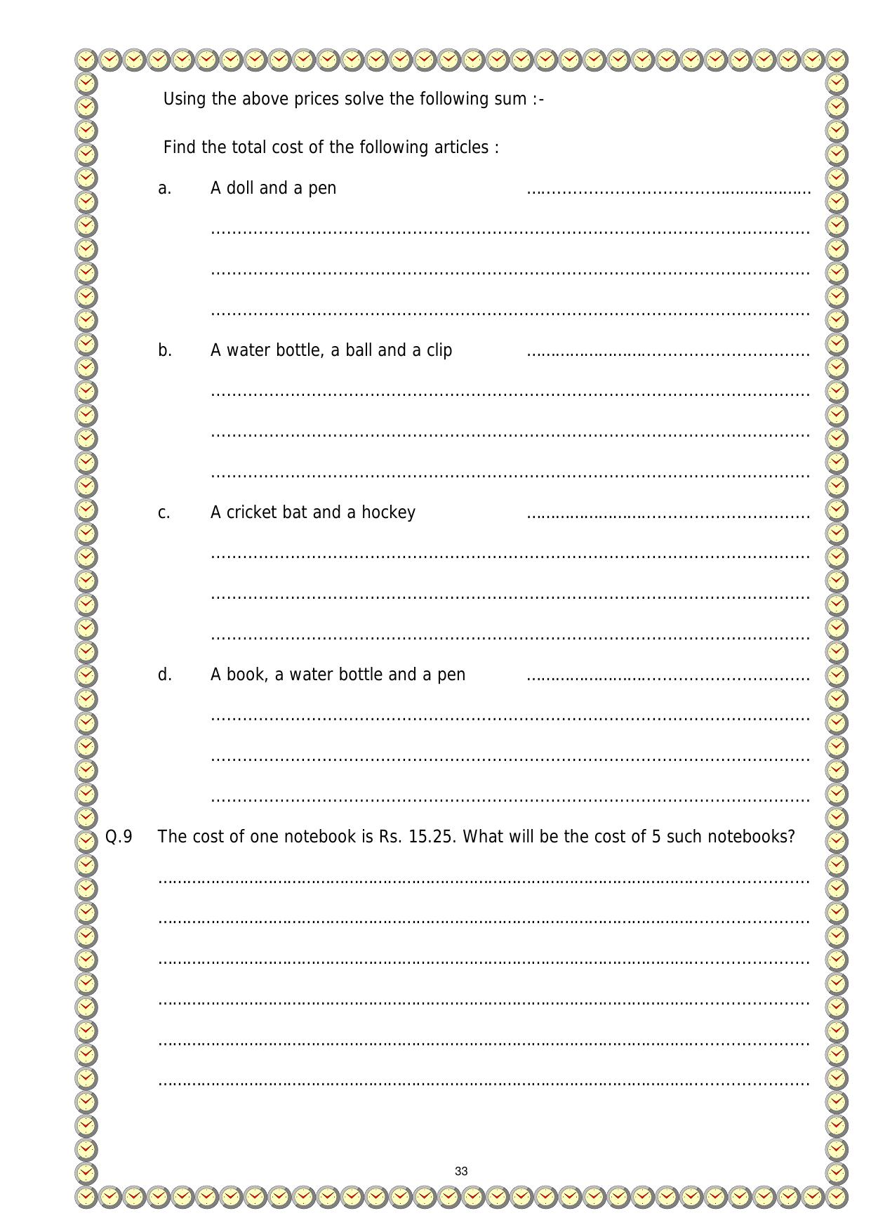 Worksheet for Class 1 Maths Assignment 10 - Page 3
