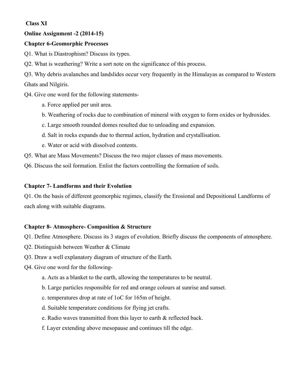 CBSE Worksheets for Class 11 Geography Interior of the Earth Assignment - Page 2