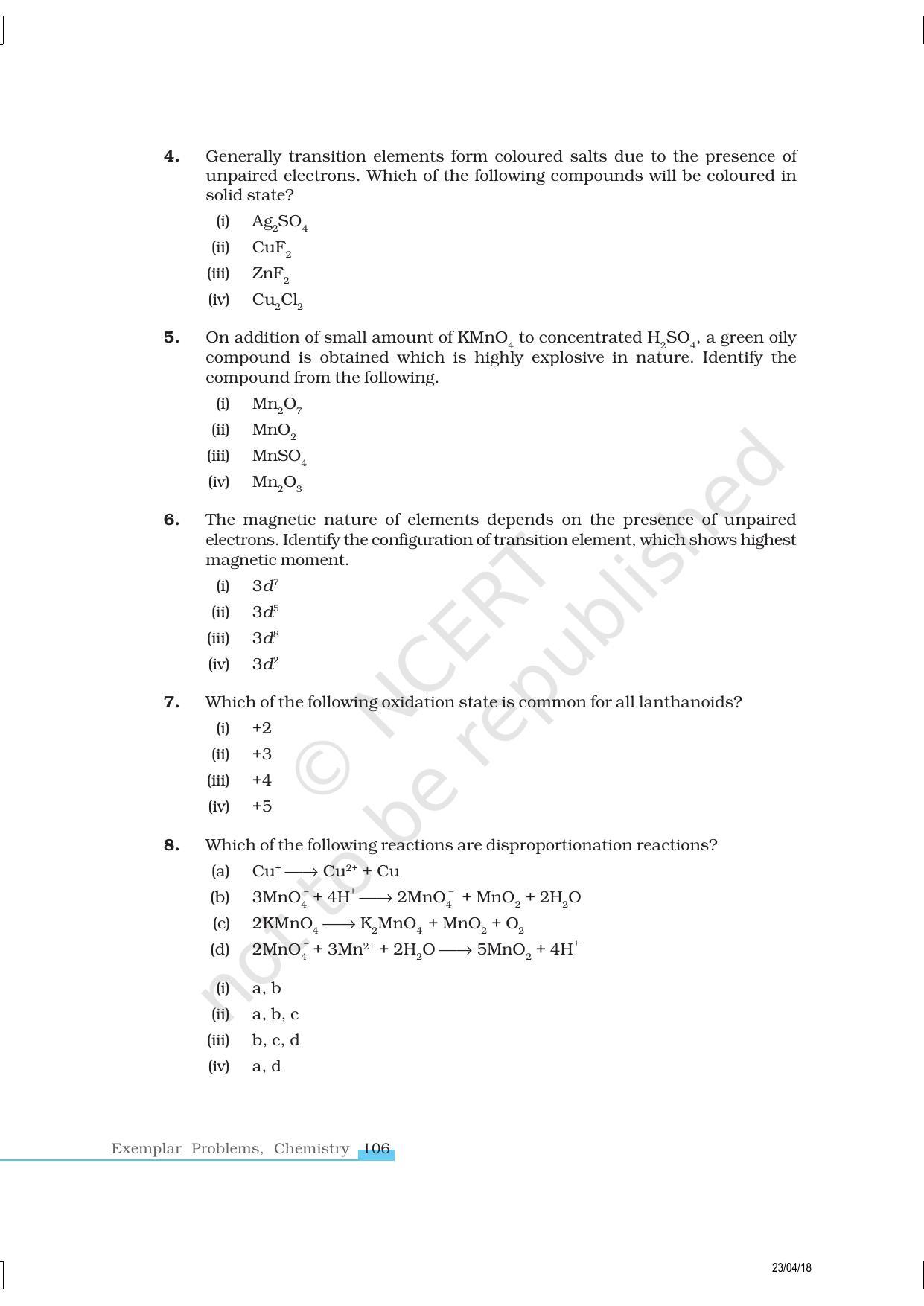 NCERT Exemplar Book for Class 12 Chemistry: Chapter 8 The d- and f- Block Elements - Page 2