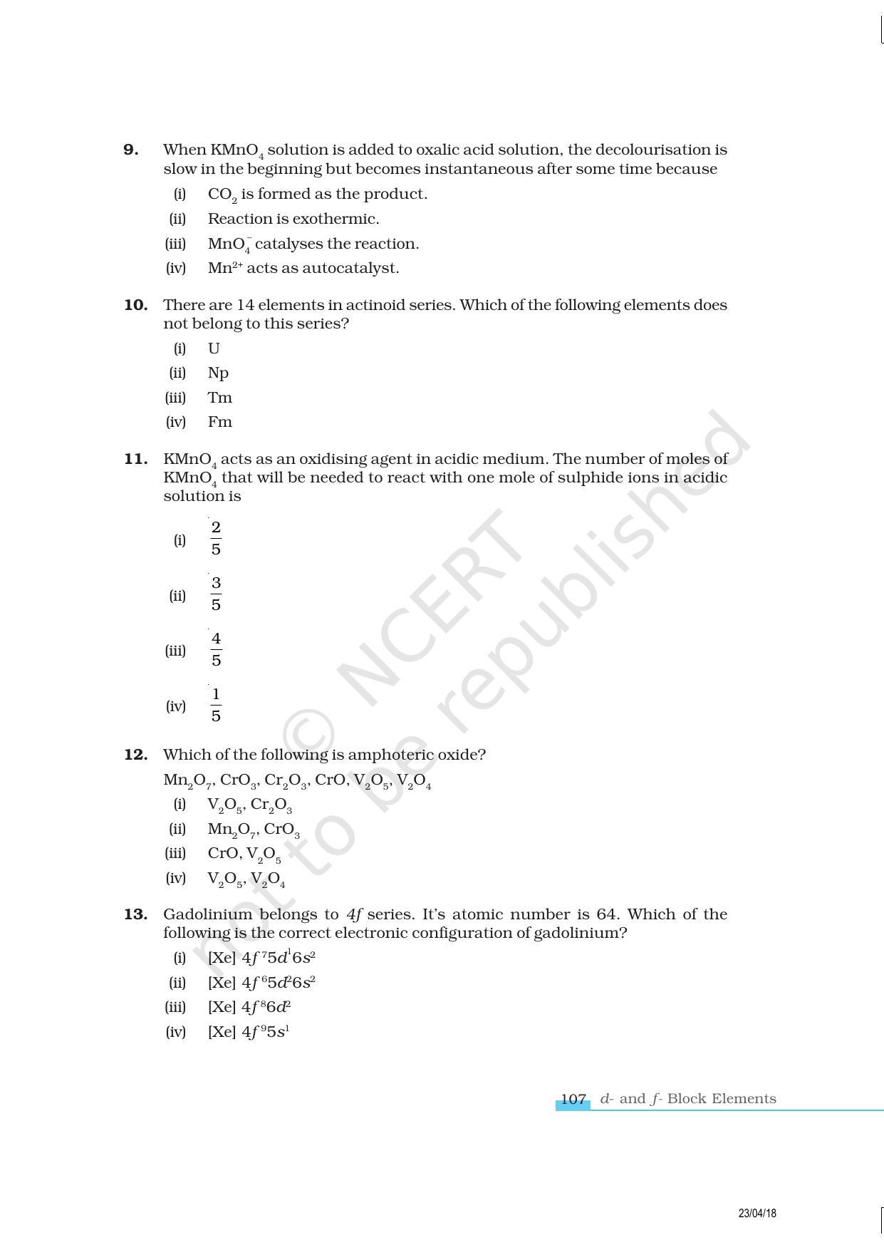 NCERT Exemplar Book for Class 12 Chemistry: Chapter 8 The d- and f- Block Elements - Page 3