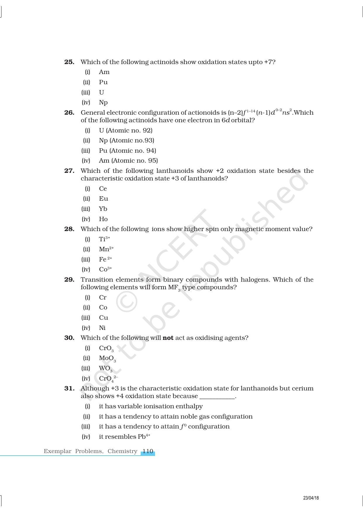 NCERT Exemplar Book for Class 12 Chemistry: Chapter 8 The d- and f- Block Elements - Page 6