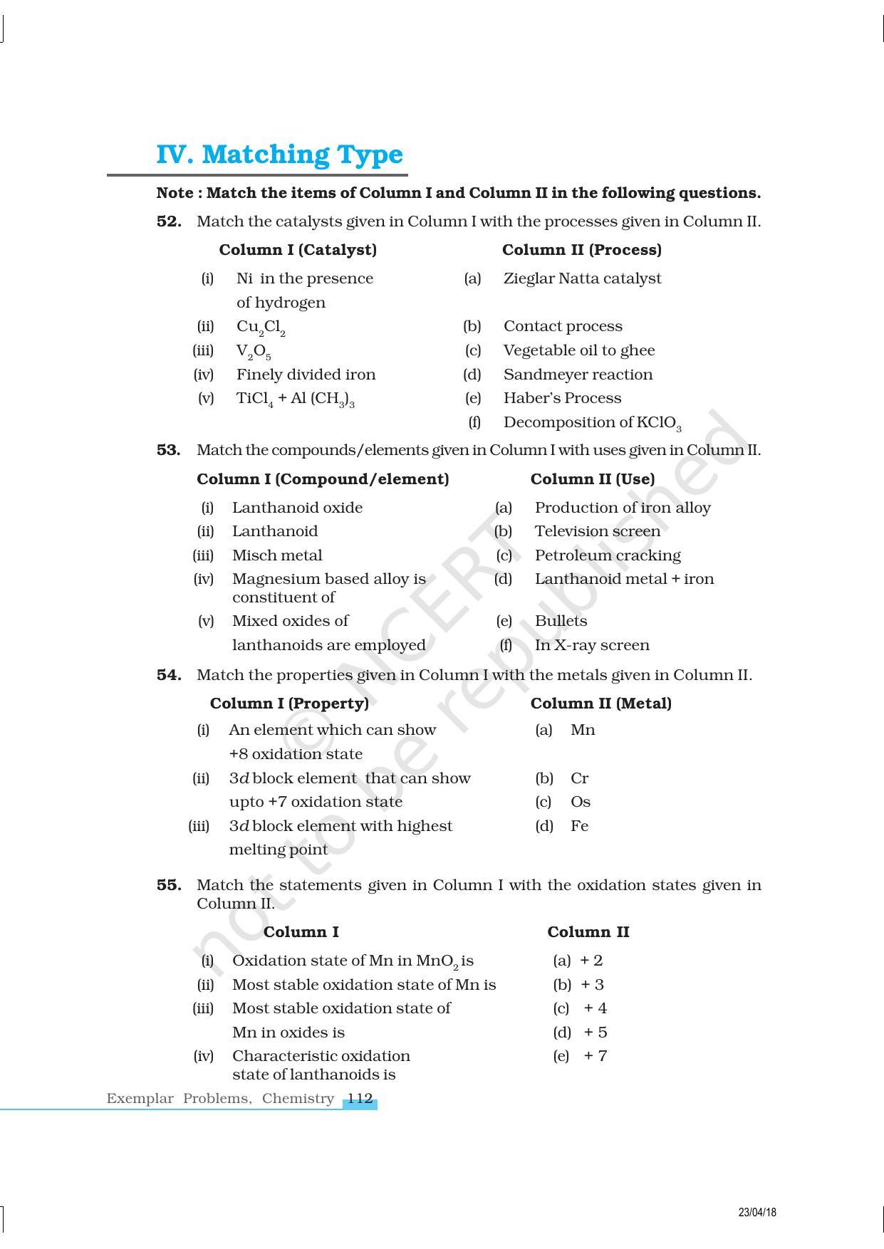 NCERT Exemplar Book for Class 12 Chemistry: Chapter 8 The d- and f- Block Elements - Page 8