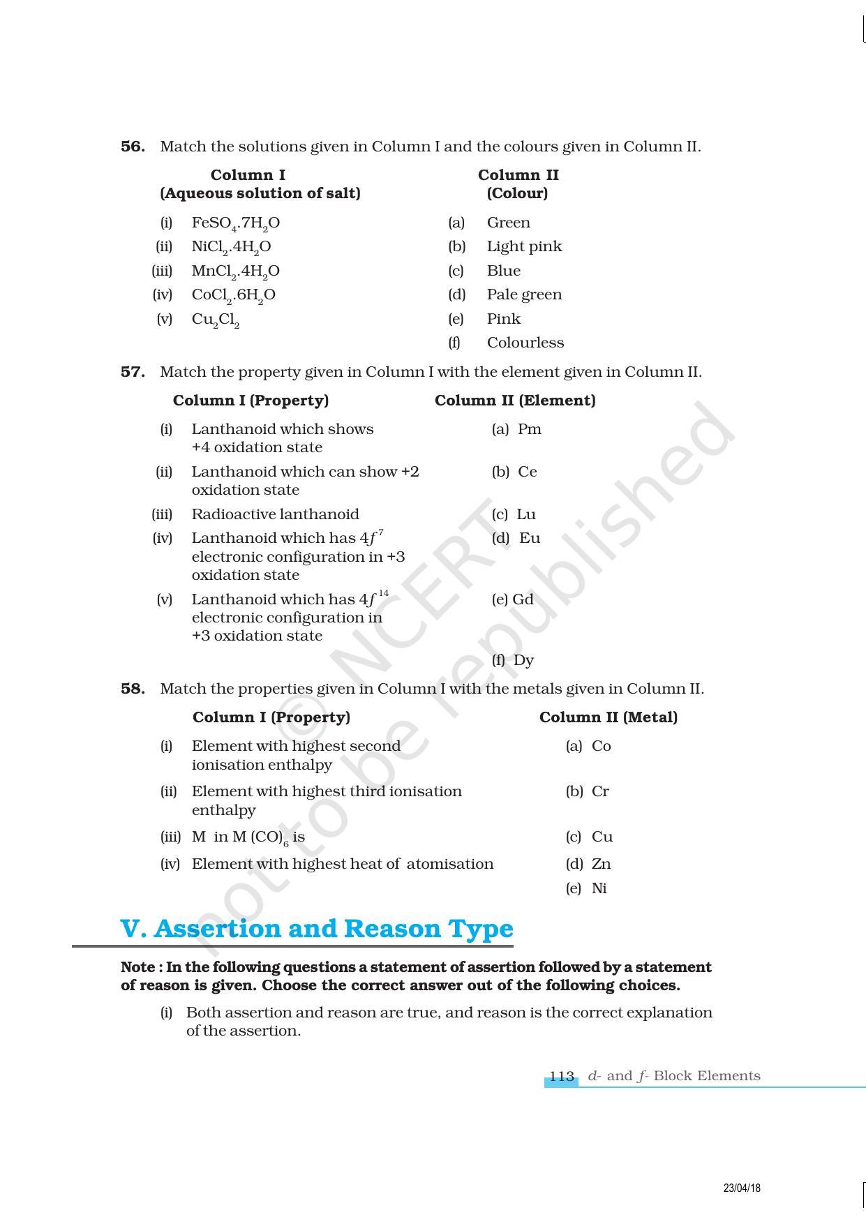 NCERT Exemplar Book for Class 12 Chemistry: Chapter 8 The d- and f- Block Elements - Page 9