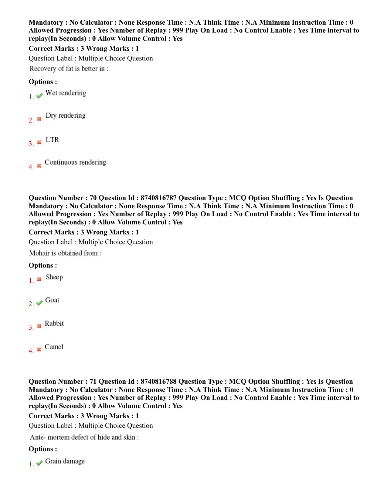 BHU RET Livestock Products Technology 2020 Question Paper - Page 40