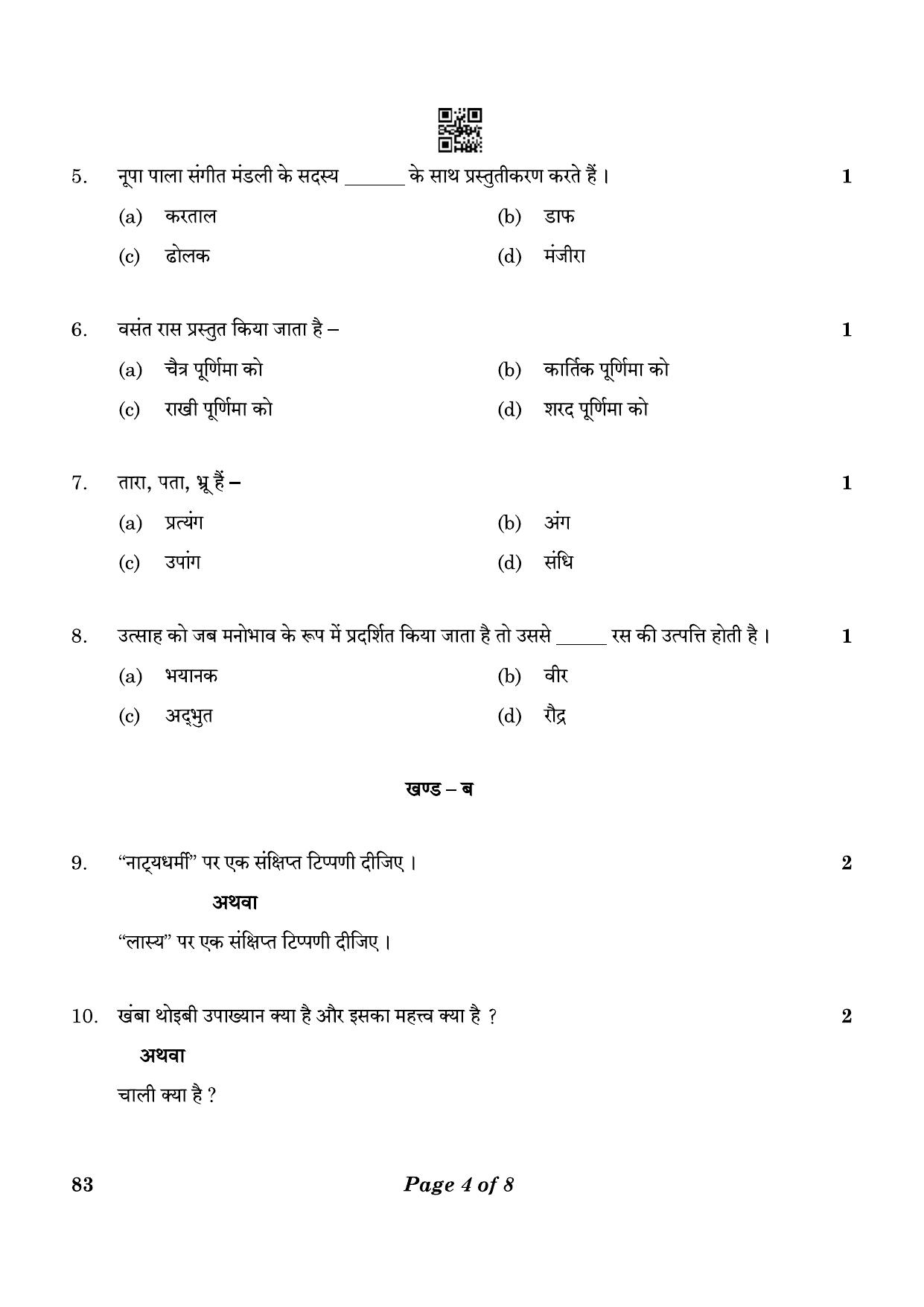 CBSE Class 12 83_Manipuri Dance (Theory) 2023 Question Paper - Page 4