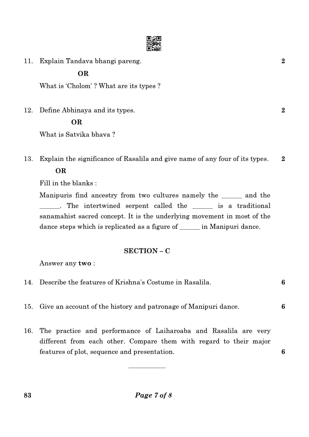 CBSE Class 12 83_Manipuri Dance (Theory) 2023 Question Paper - Page 7