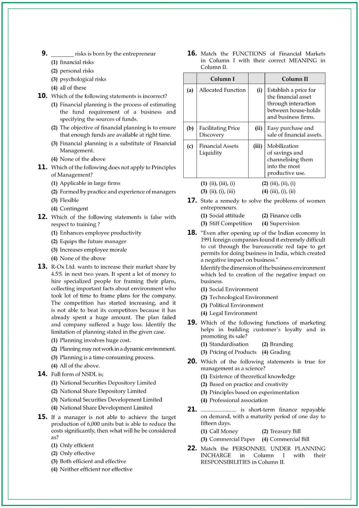 CUET UG Business Studies Sample Paper 2 - Page 2