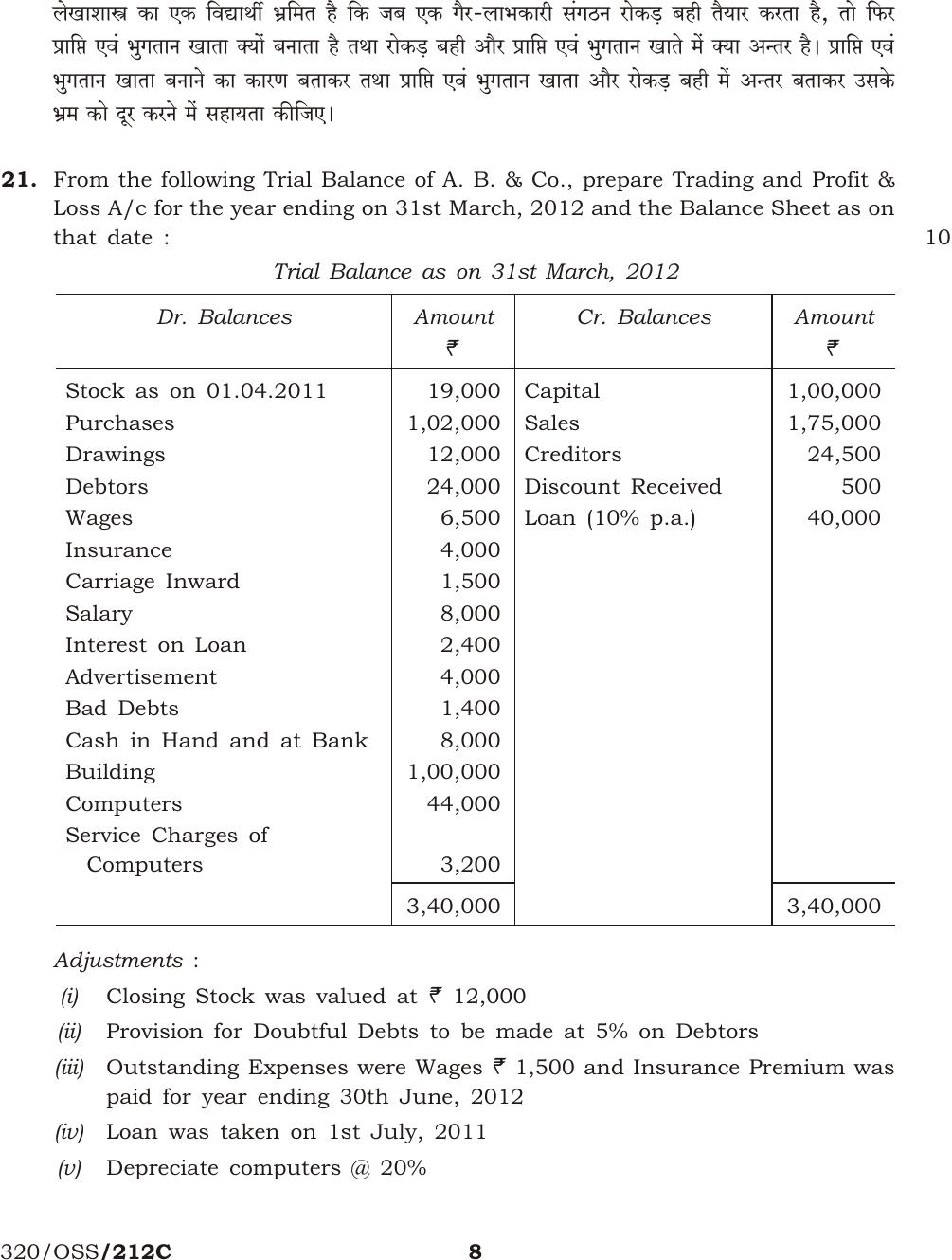 NIOS April 2013 Class 12 Accountancy Question Paper - Page 7