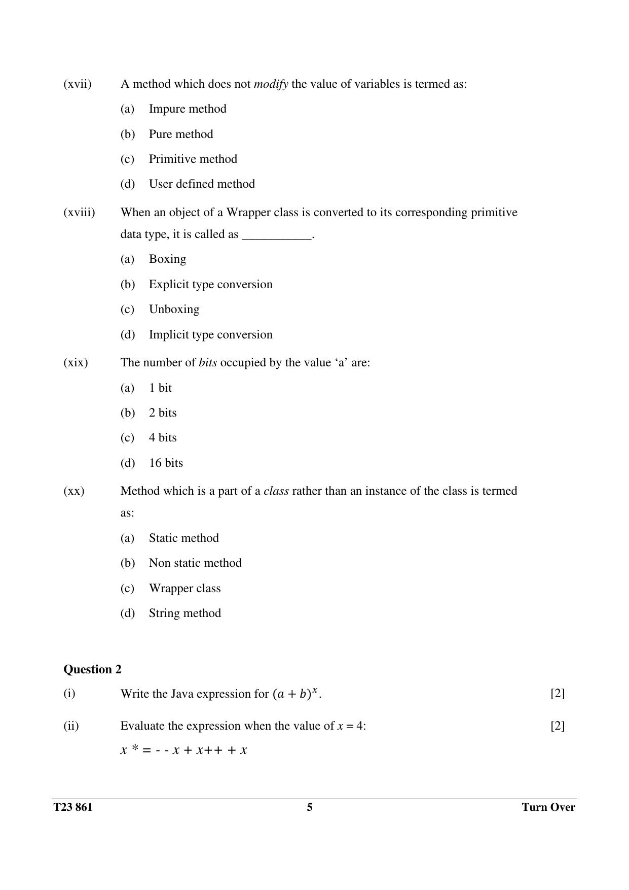ICSE Class 10 COMPUTER APPLICATIONS 2023 Question Paper - Page 5