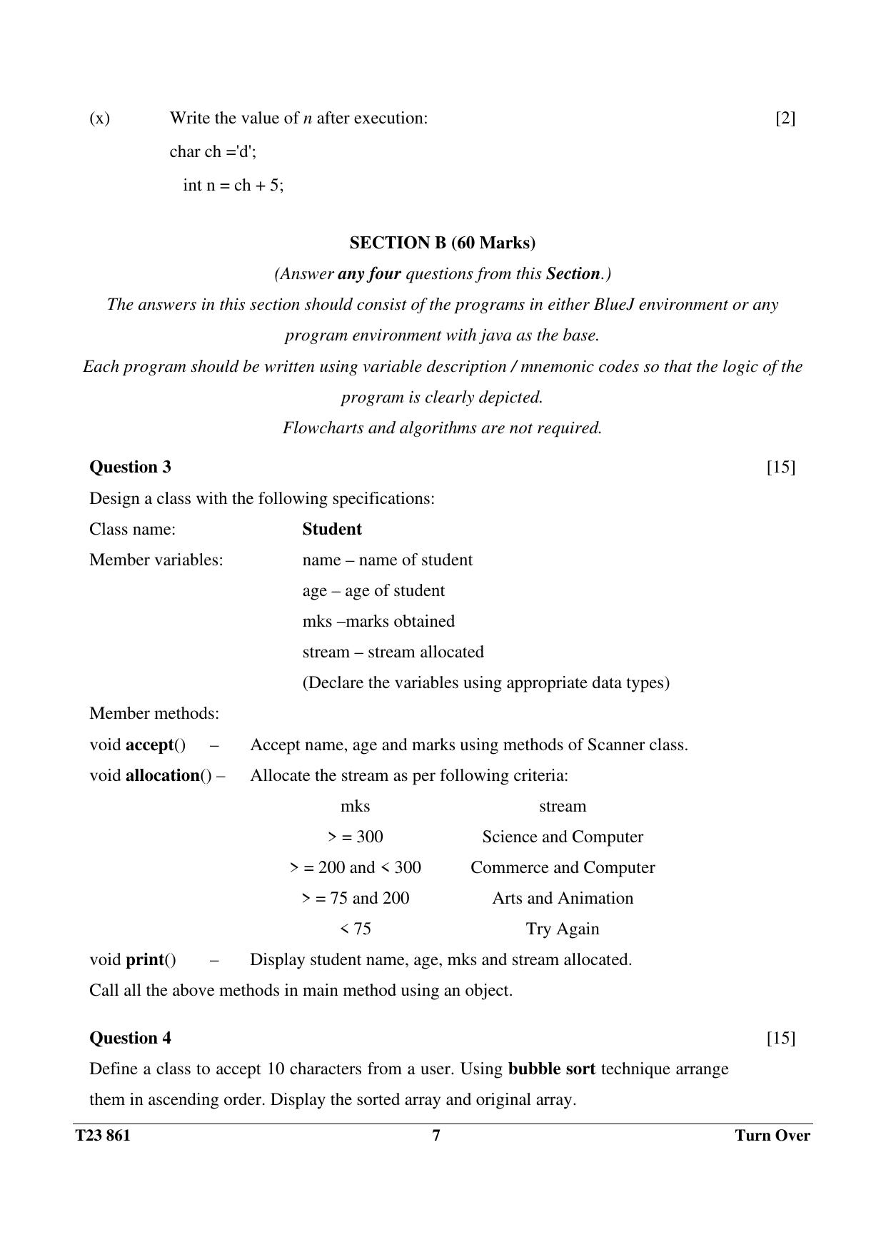ICSE Class 10 COMPUTER APPLICATIONS 2023 Question Paper - Page 7