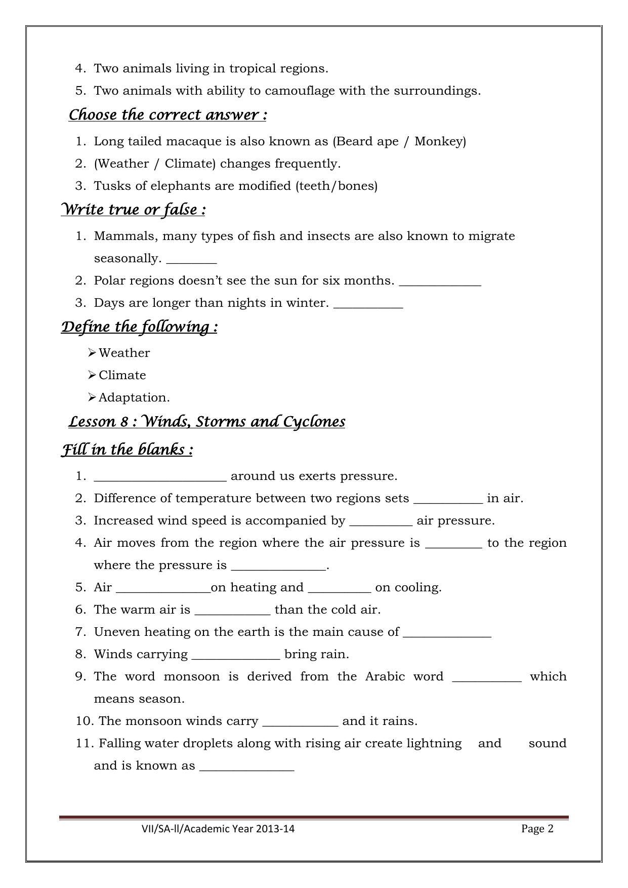 CBSE Worksheets for Class 7 Geography All Chapters Assignment 2 - Page 2