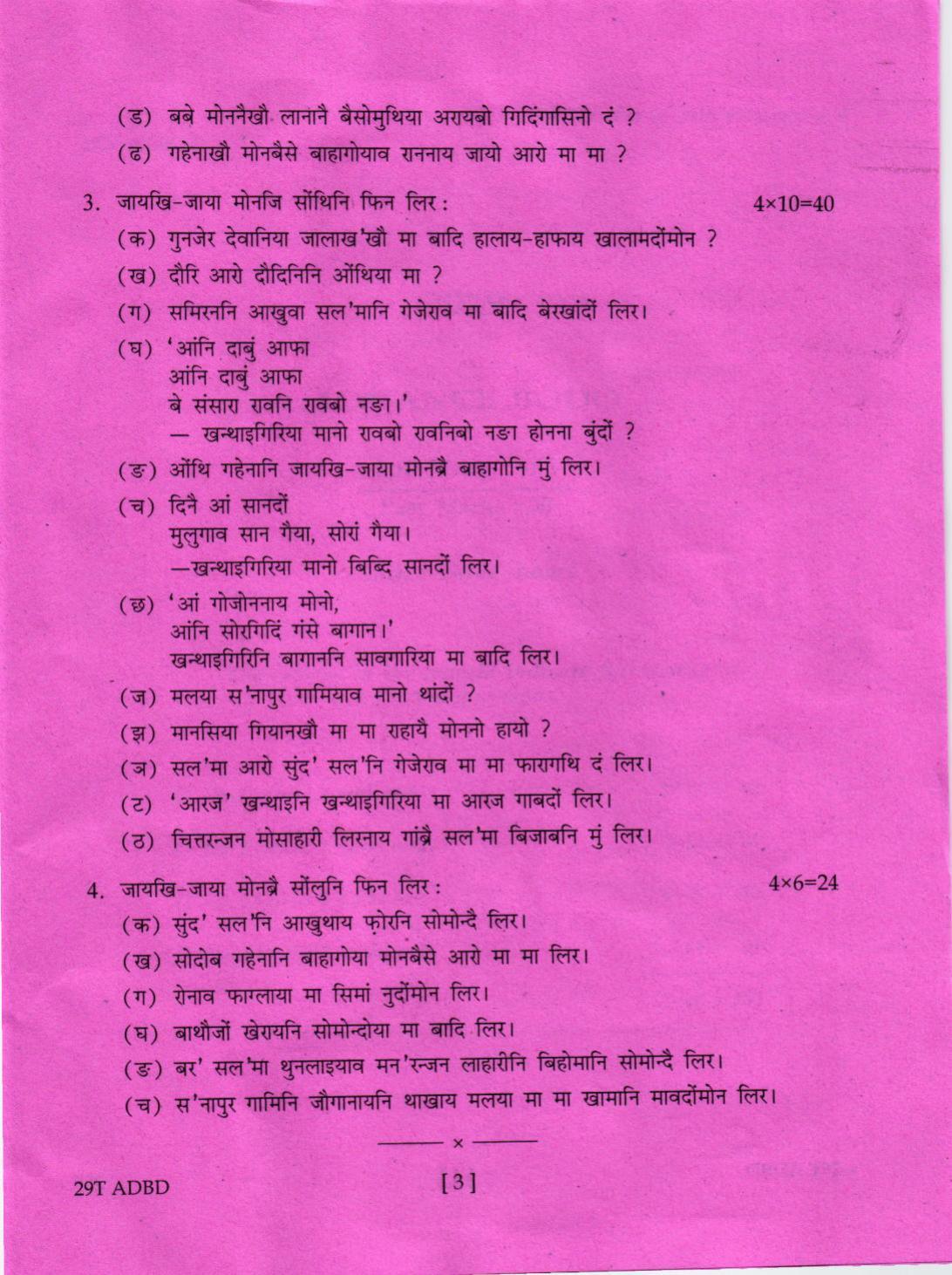AHSEC Class 12 Advance Bodo 2019 Question Papers  - Page 3