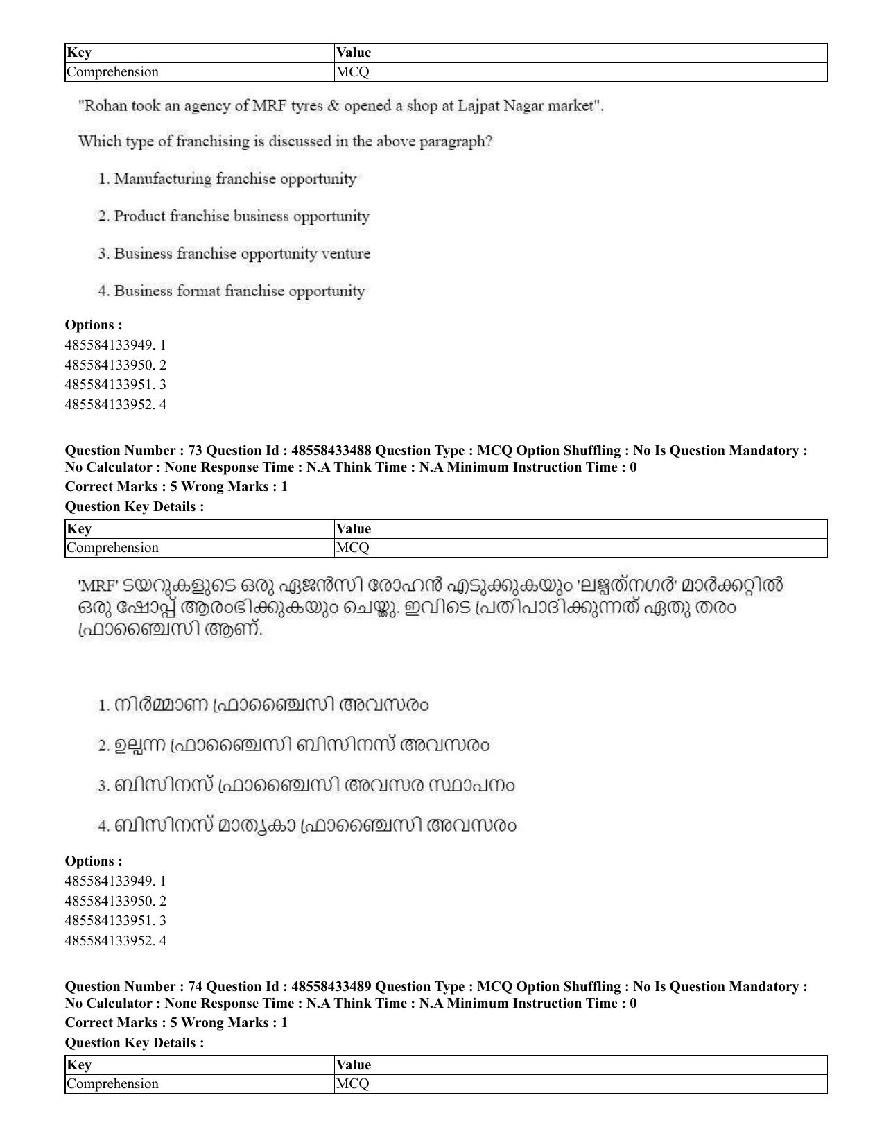 CUET 2023 English Malayalam Shift 1 Question Papers - 18 June 2023 - Page 61