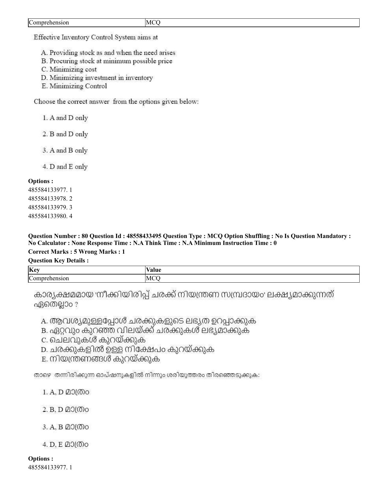 CUET 2023 English Malayalam Shift 1 Question Papers - 18 June 2023 - Page 68
