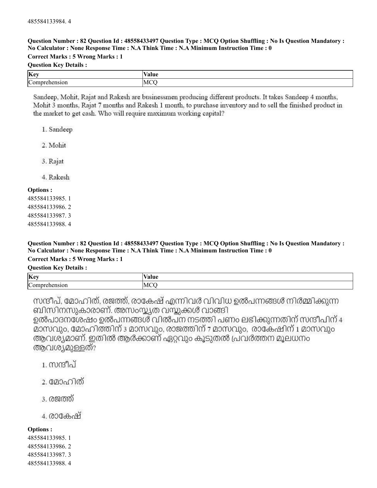 CUET 2023 English Malayalam Shift 1 Question Papers - 18 June 2023 - Page 70
