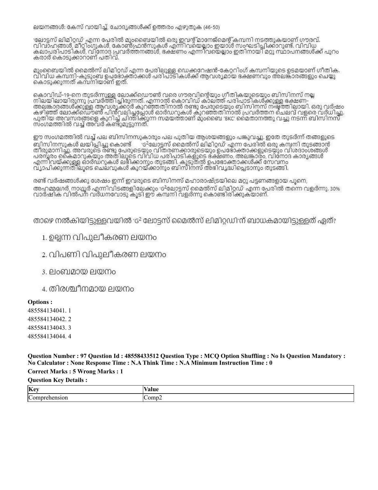 CUET 2023 English Malayalam Shift 1 Question Papers - 18 June 2023 - Page 89