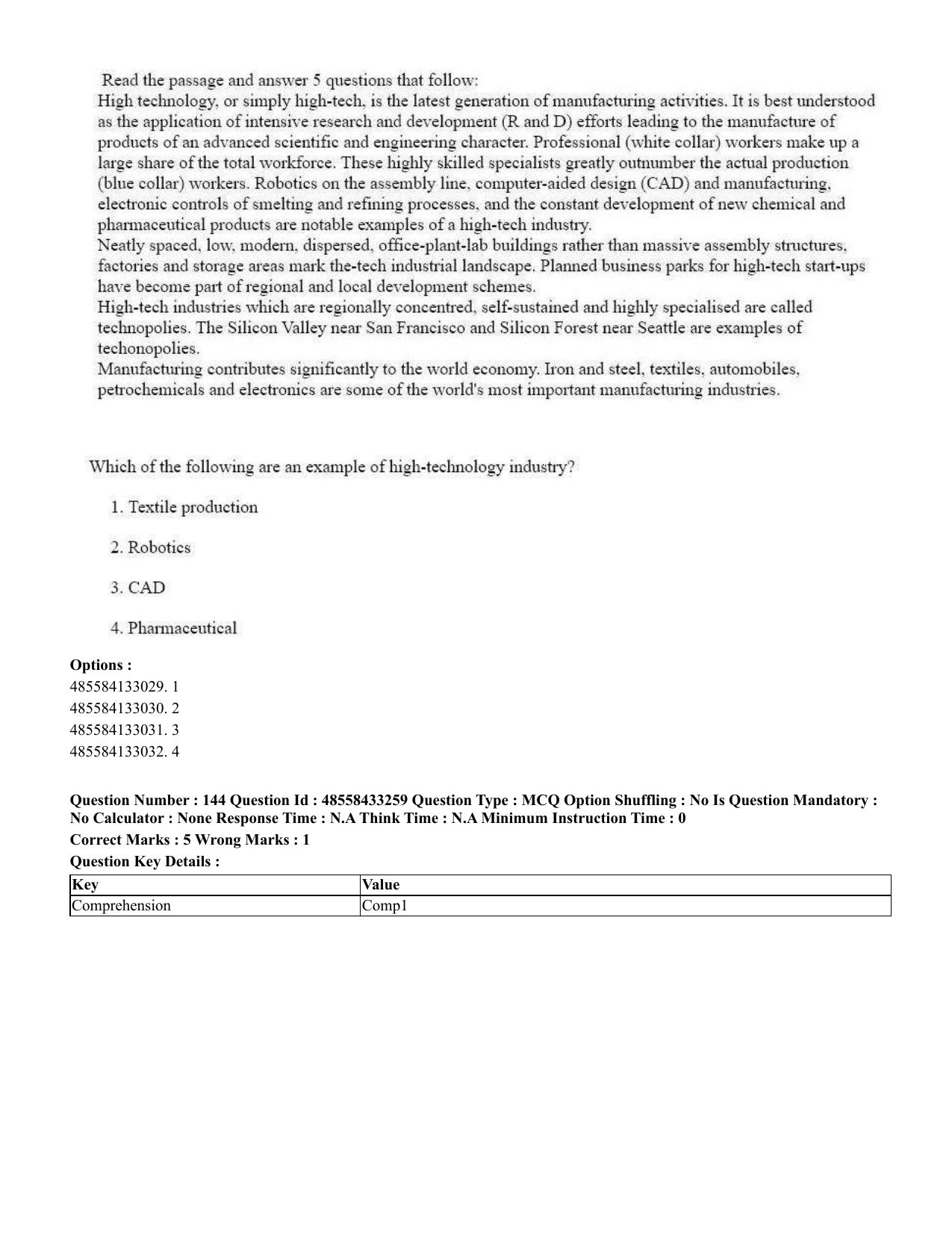 CUET 2023 English Malayalam Shift 1 Question Papers - 18 June 2023 - Page 122