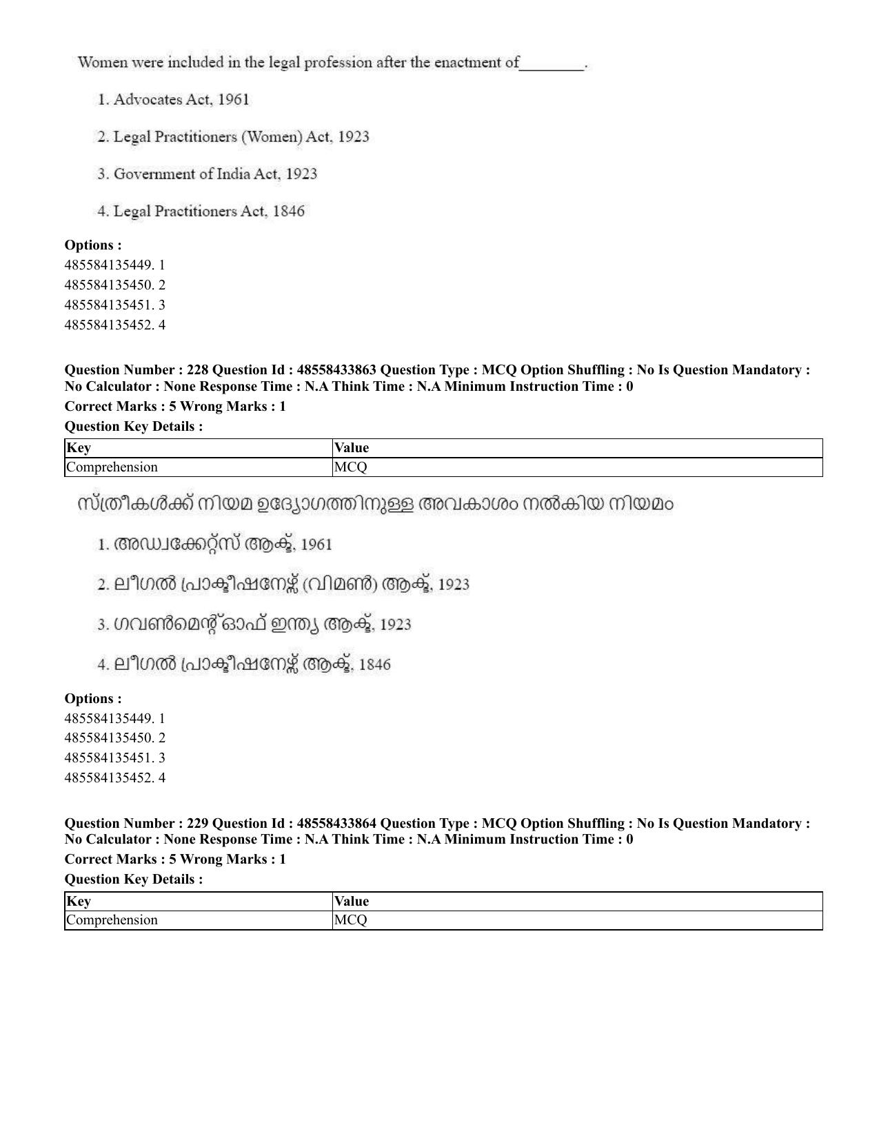 CUET 2023 English Malayalam Shift 1 Question Papers - 18 June 2023 - Page 188