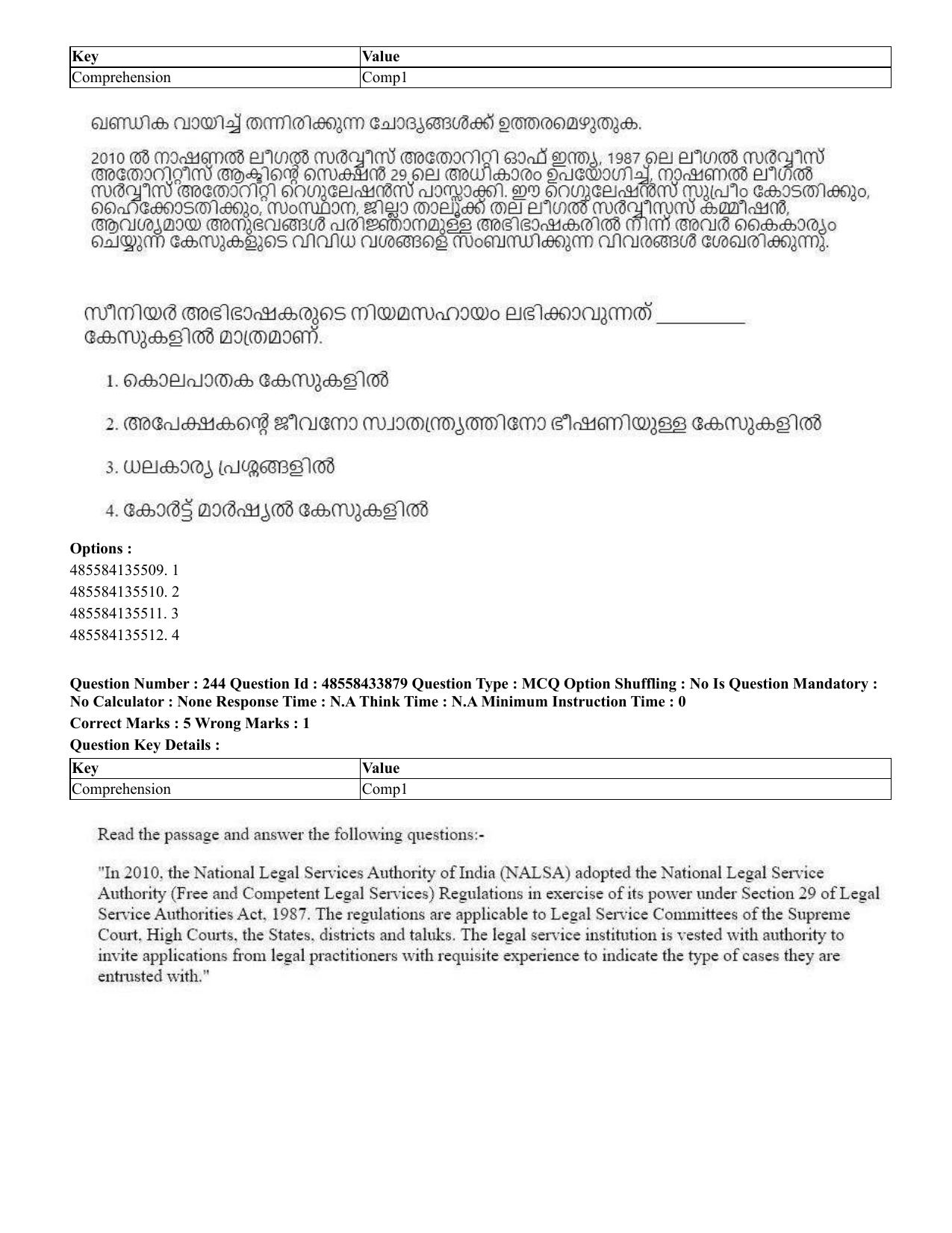 CUET 2023 English Malayalam Shift 1 Question Papers - 18 June 2023 - Page 207