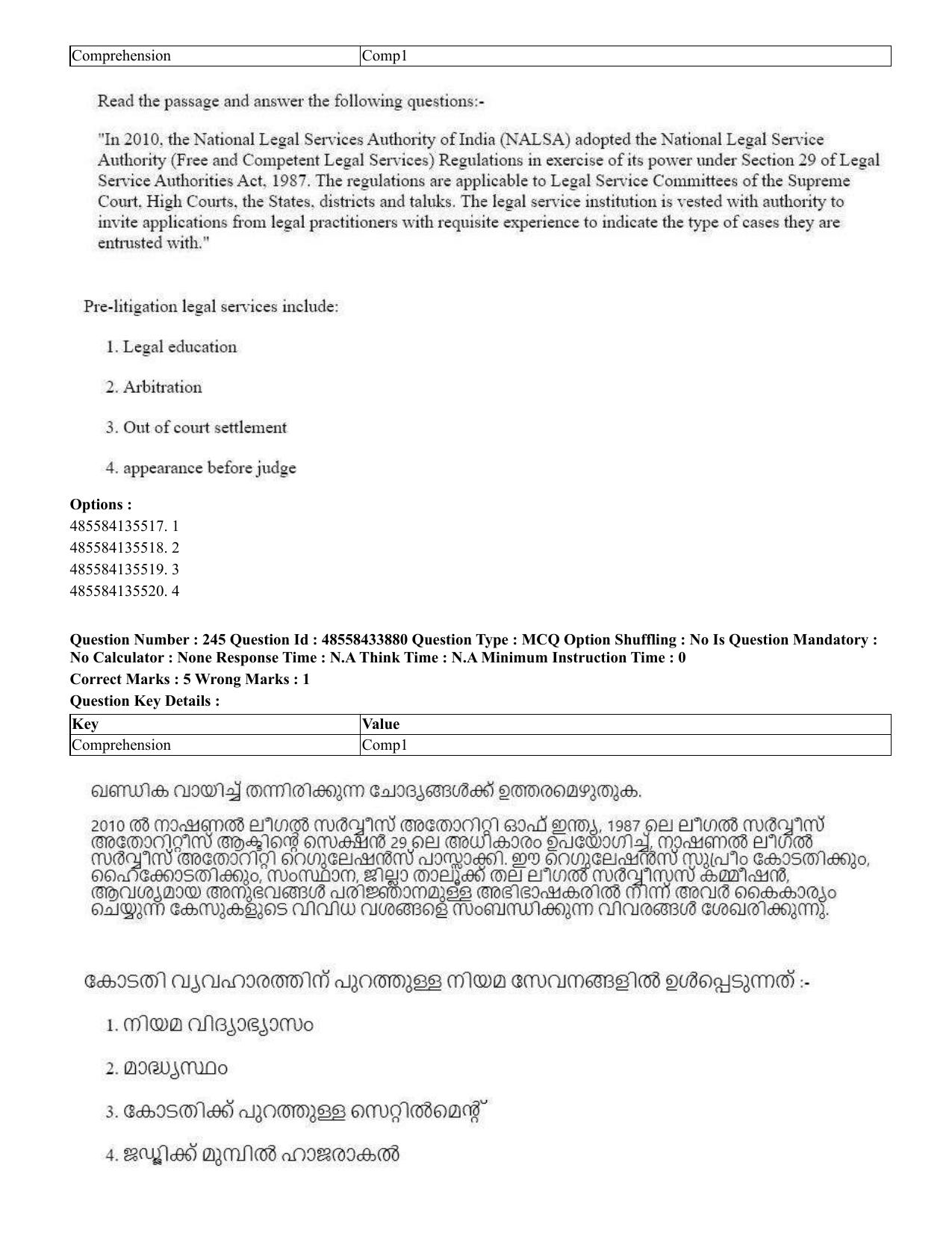 CUET 2023 English Malayalam Shift 1 Question Papers - 18 June 2023 - Page 209