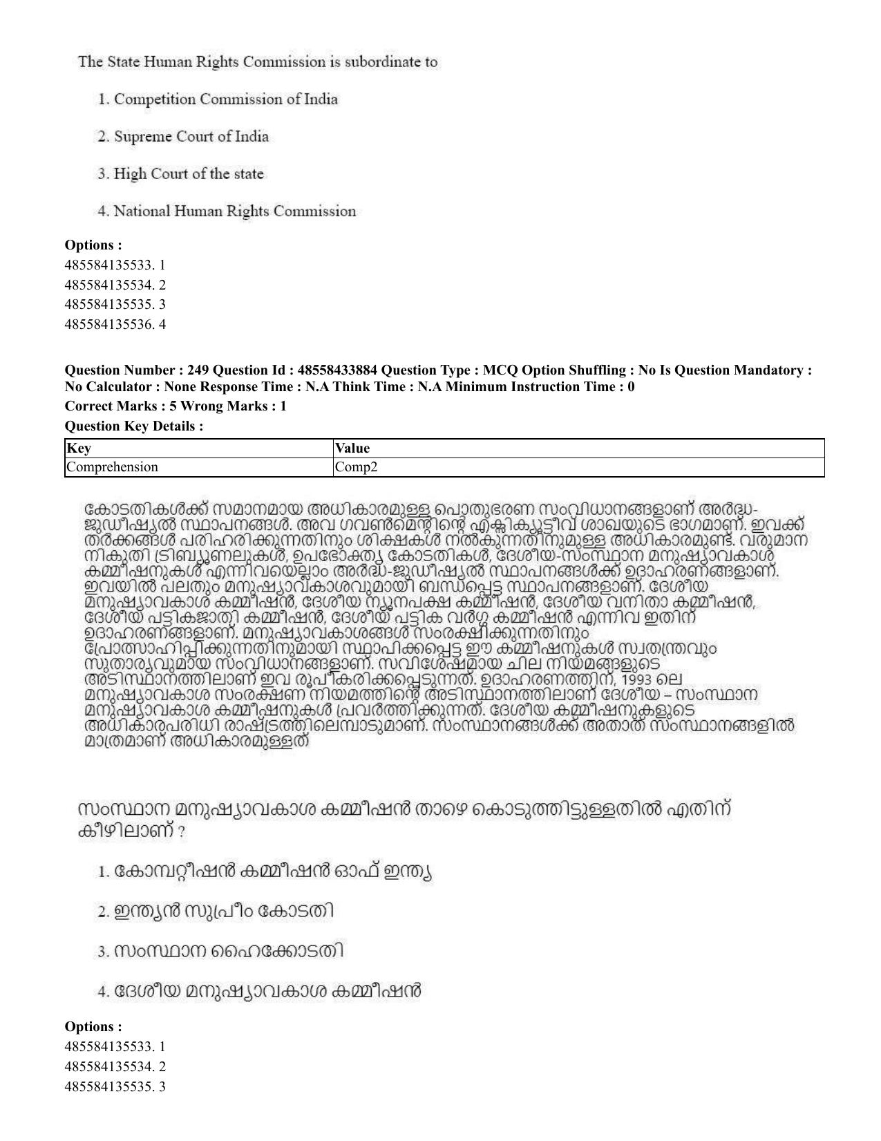 CUET 2023 English Malayalam Shift 1 Question Papers - 18 June 2023 - Page 215