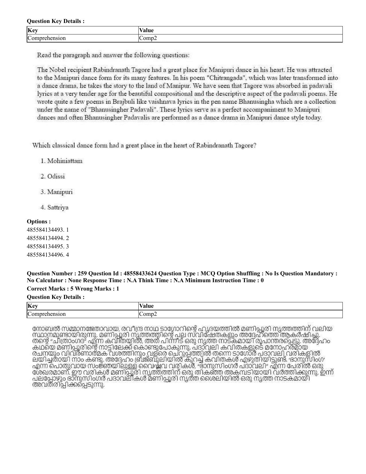 CUET 2023 English Malayalam Shift 1 Question Papers - 18 June 2023 - Page 229