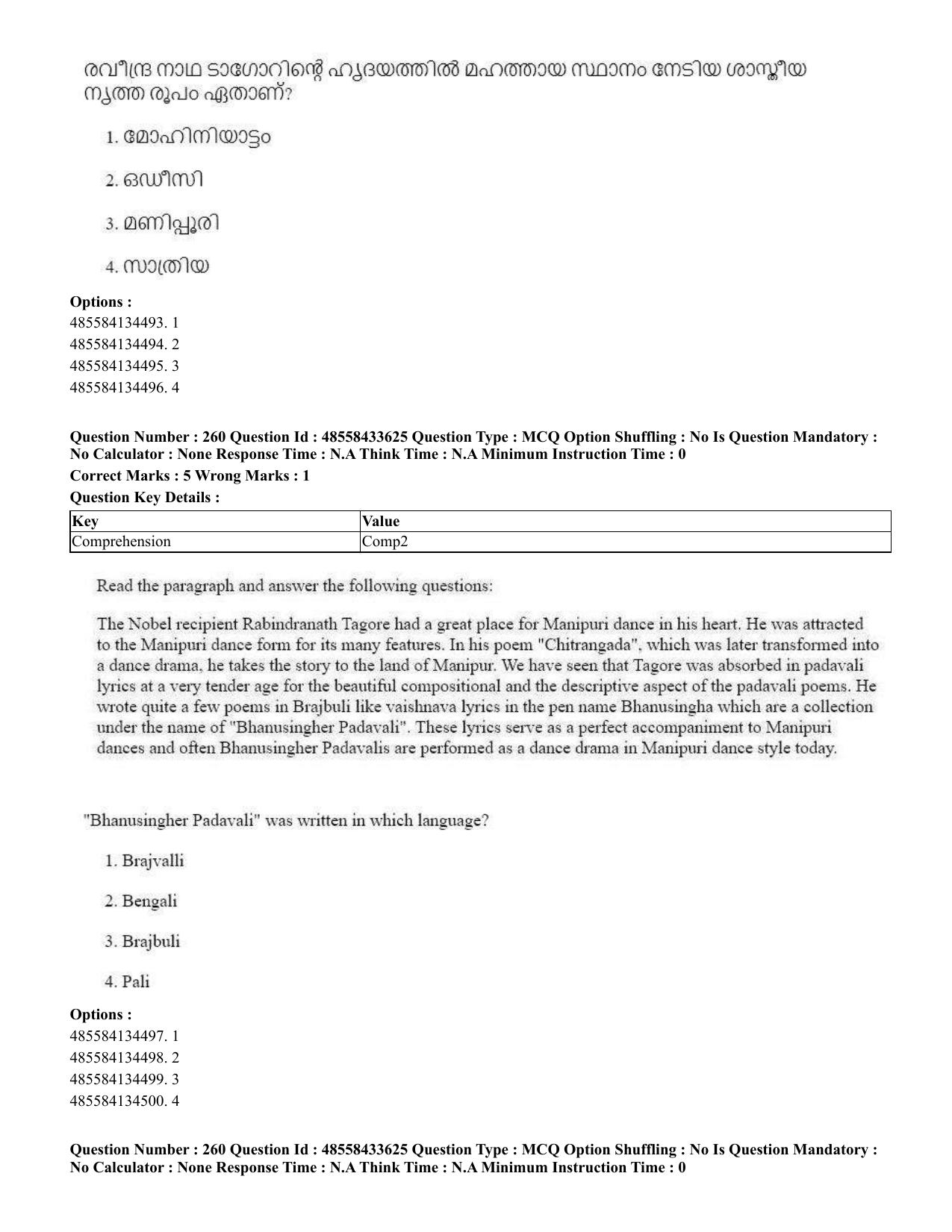 CUET 2023 English Malayalam Shift 1 Question Papers - 18 June 2023 - Page 230