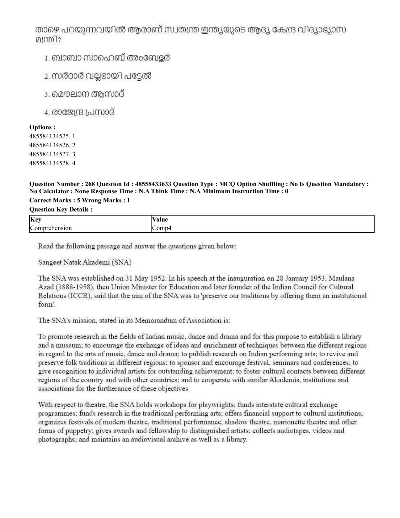 CUET 2023 English Malayalam Shift 1 Question Papers - 18 June 2023 - Page 243