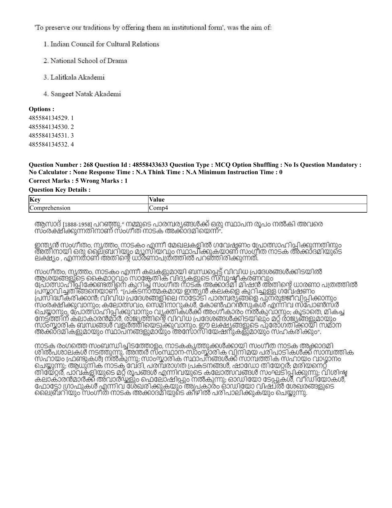 CUET 2023 English Malayalam Shift 1 Question Papers - 18 June 2023 - Page 244