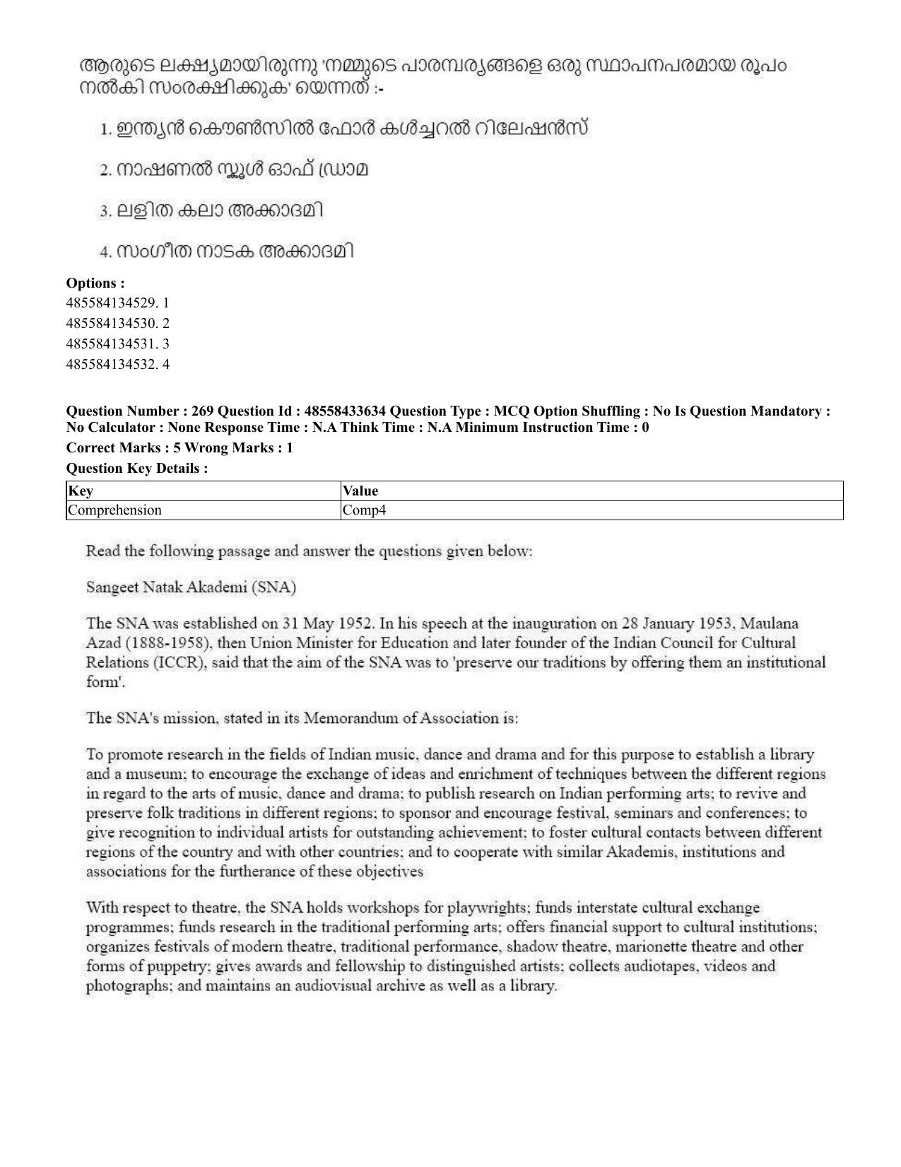 CUET 2023 English Malayalam Shift 1 Question Papers - 18 June 2023 - Page 245