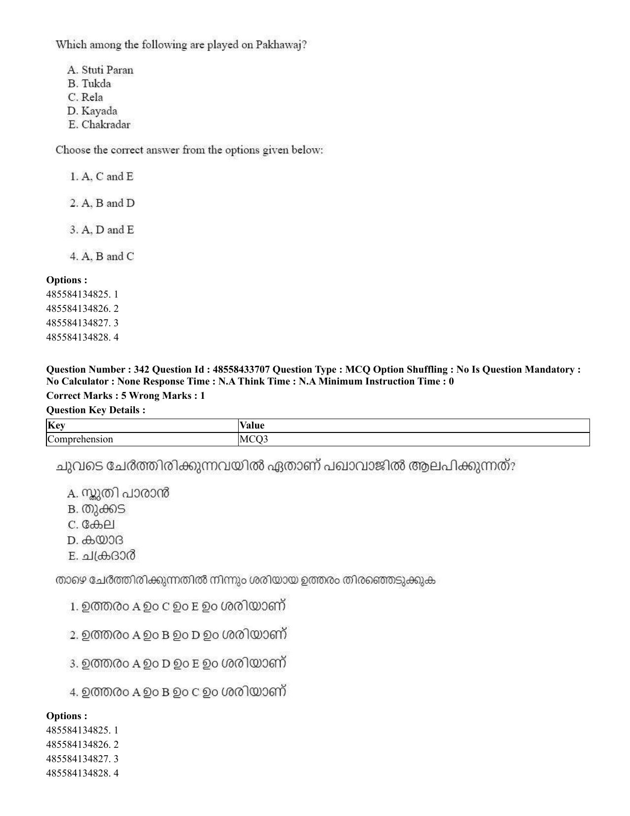CUET 2023 English Malayalam Shift 1 Question Papers - 18 June 2023 - Page 327