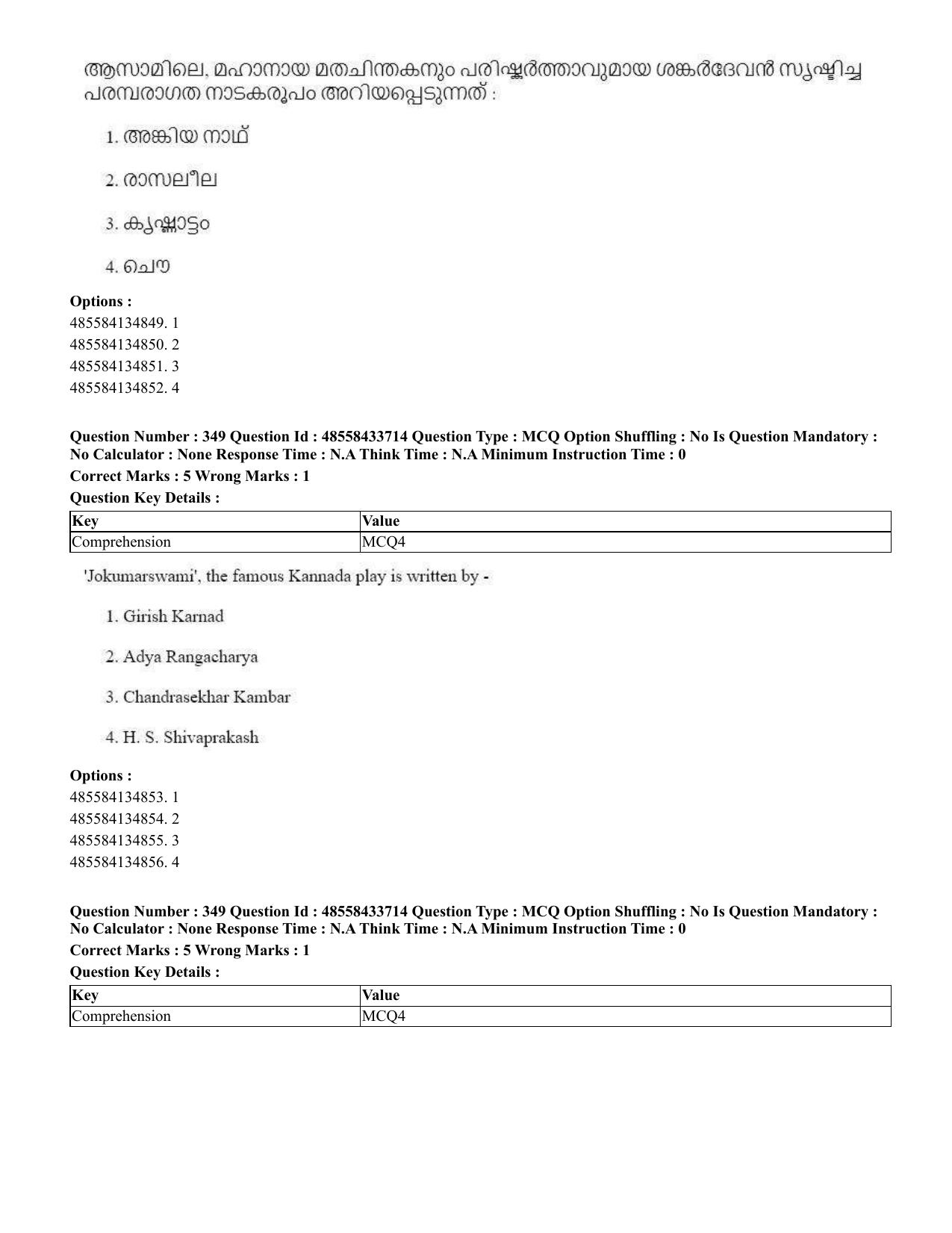 CUET 2023 English Malayalam Shift 1 Question Papers - 18 June 2023 - Page 335
