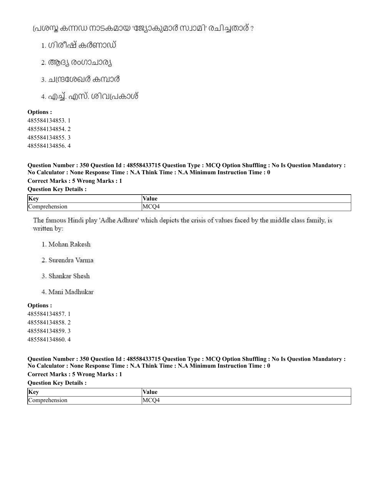 CUET 2023 English Malayalam Shift 1 Question Papers - 18 June 2023 - Page 336