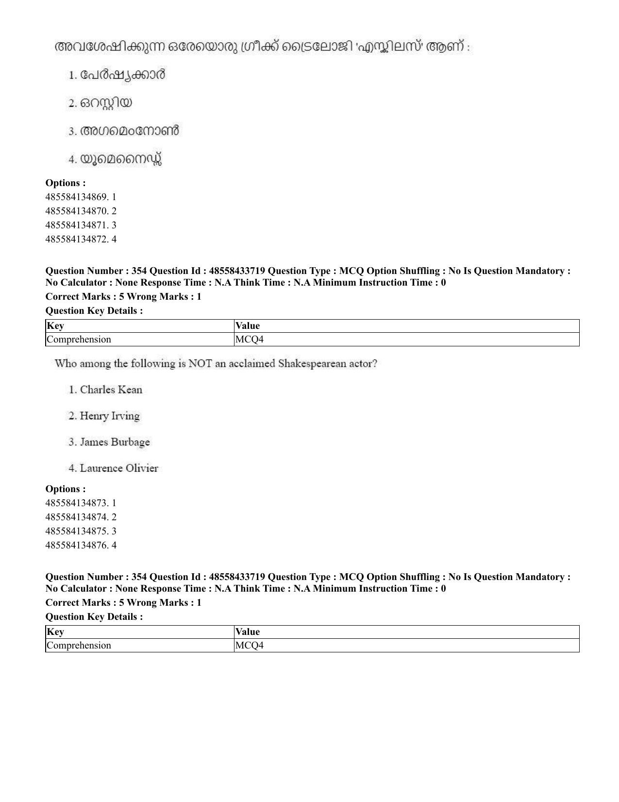 CUET 2023 English Malayalam Shift 1 Question Papers - 18 June 2023 - Page 340