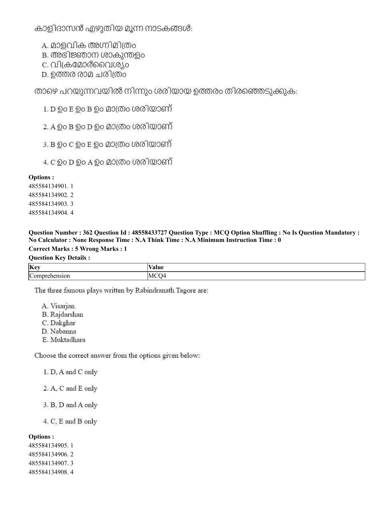 CUET 2023 English Malayalam Shift 1 Question Papers - 18 June 2023 - Page 348