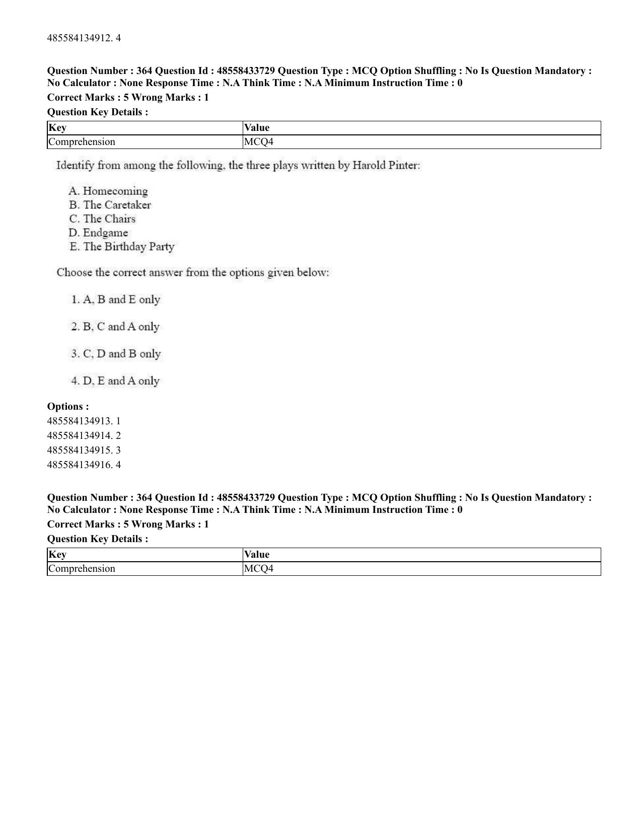 CUET 2023 English Malayalam Shift 1 Question Papers - 18 June 2023 - Page 351