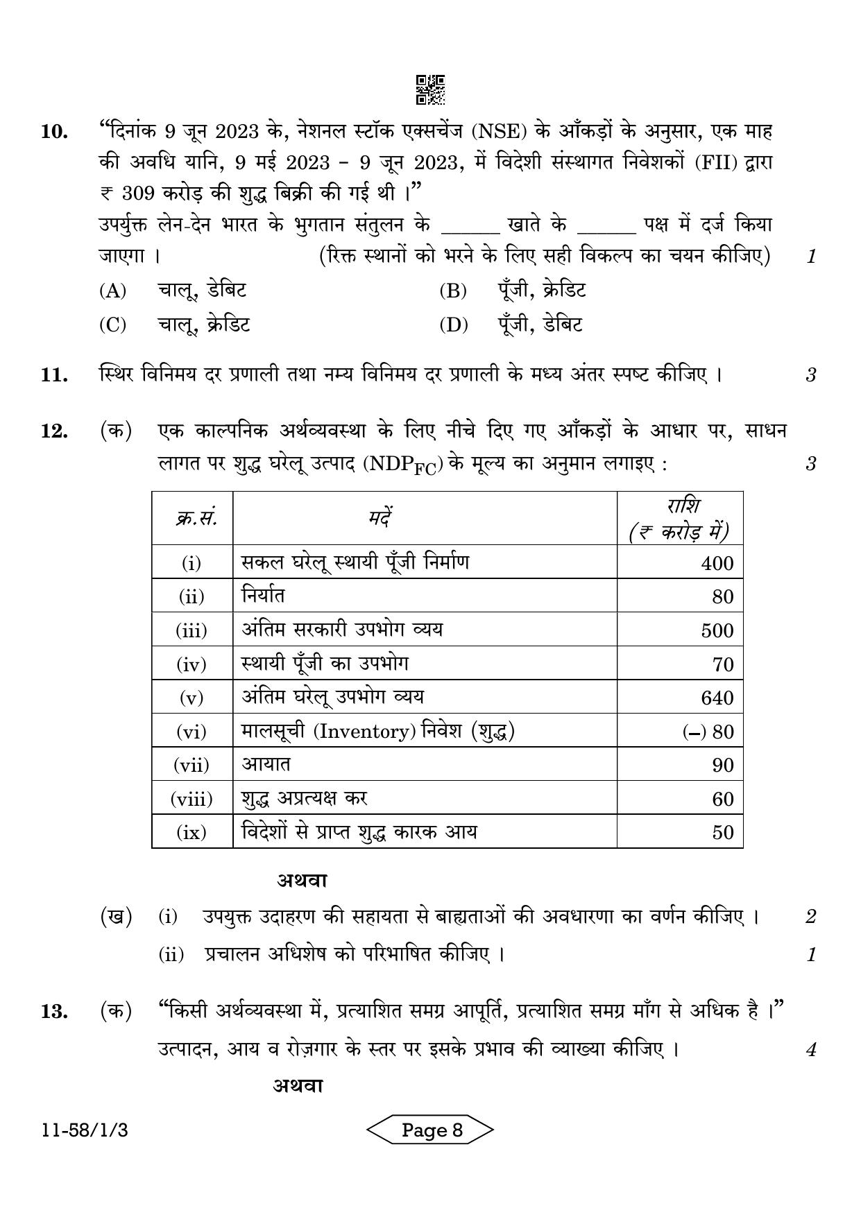 CBSE Class 12 58-1-3 Economics 2024 Question Paper - Page 8