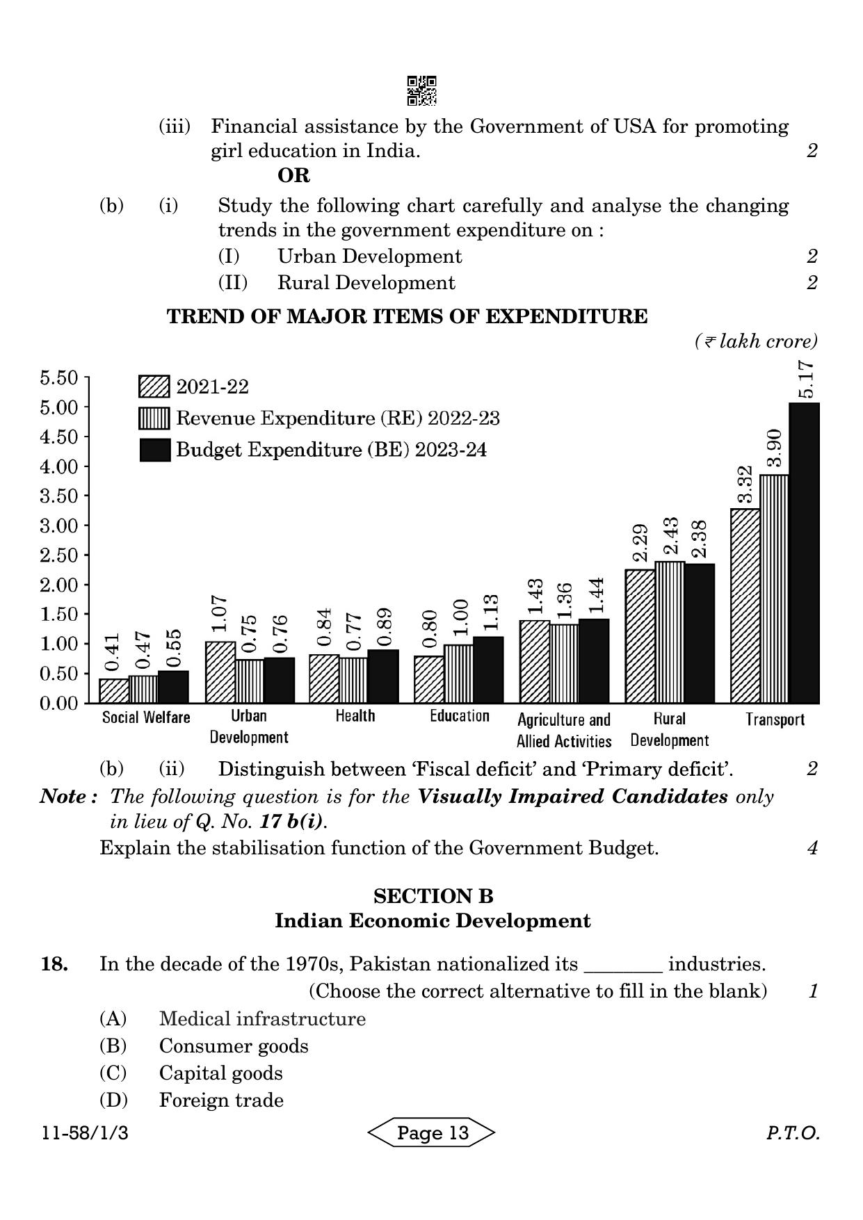 CBSE Class 12 58-1-3 Economics 2024 Question Paper - Page 13