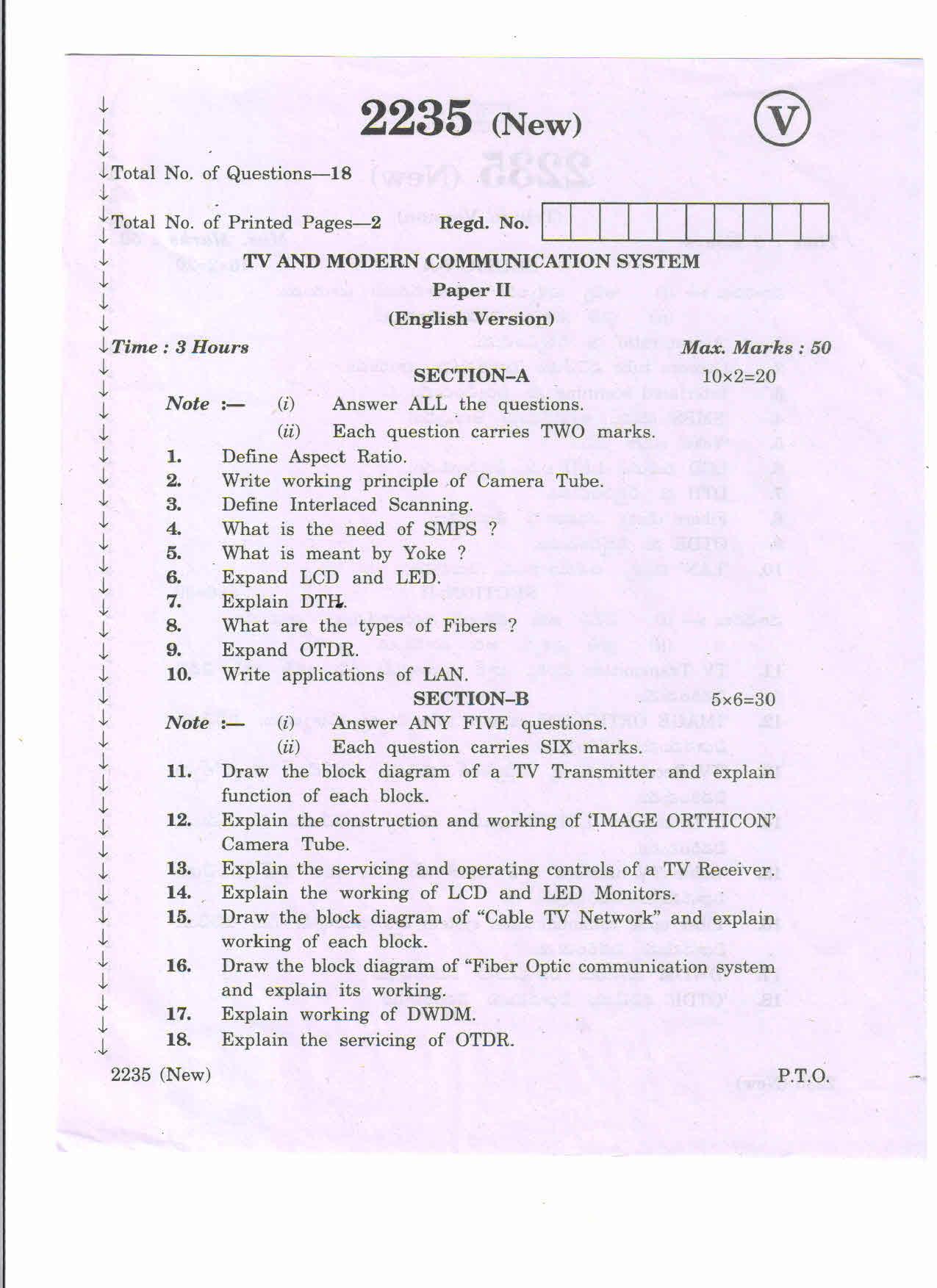 AP Inter 2nd Year TV Modern Communication Systems-II (new) March-2020-Vocational Question Paper - Page 1